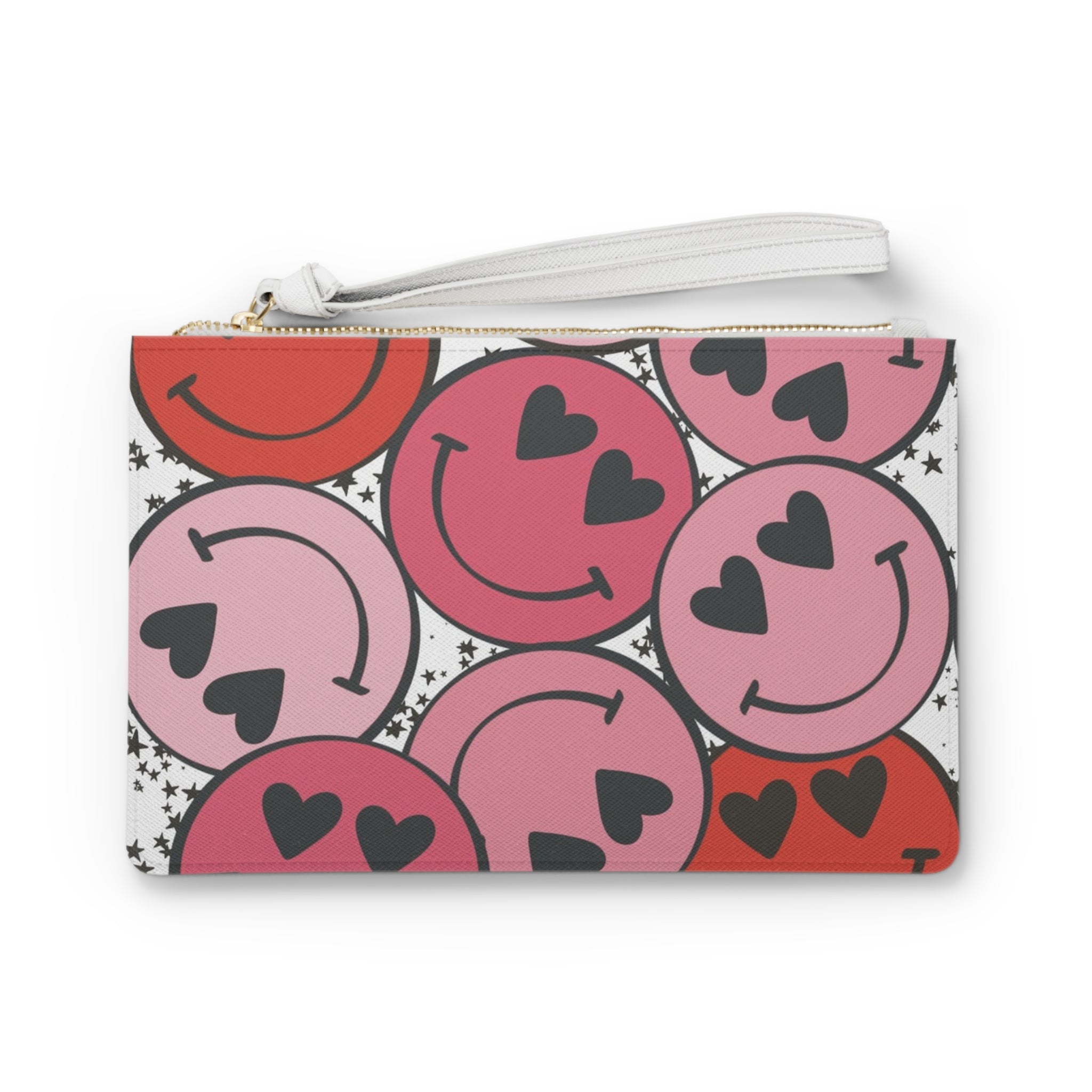 Smiley Face x Heart Eyes Pink and Red Clutch Bag, Artsulli - Art is Long, Life is Short, Bags, Size, One size, , , , , 22100775801255950253