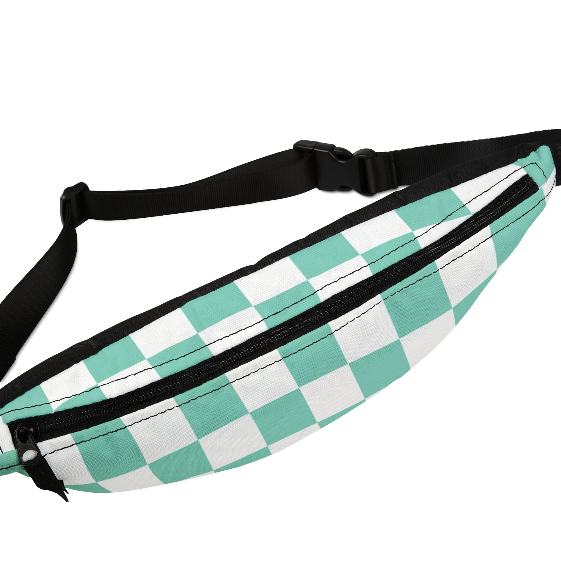 Checkerboard Light Green Fanny Pack, Artsulli - Art is Long, Life is Short, Bags, , , , , , , 