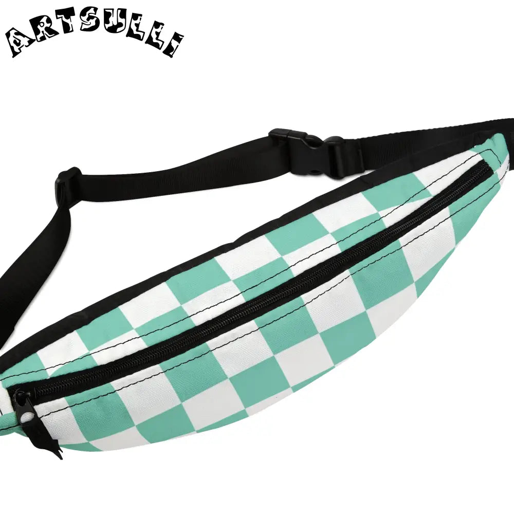 JAKKOUTTHEBXX Checkerboard Light Green Fanny Pack JAKKOUTTHEBXX
