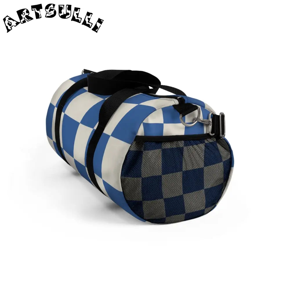 JAKKOUTTHEBXX Checkerboard Blue Duffel Bag JAKKOUTTHEBXX Artsulli