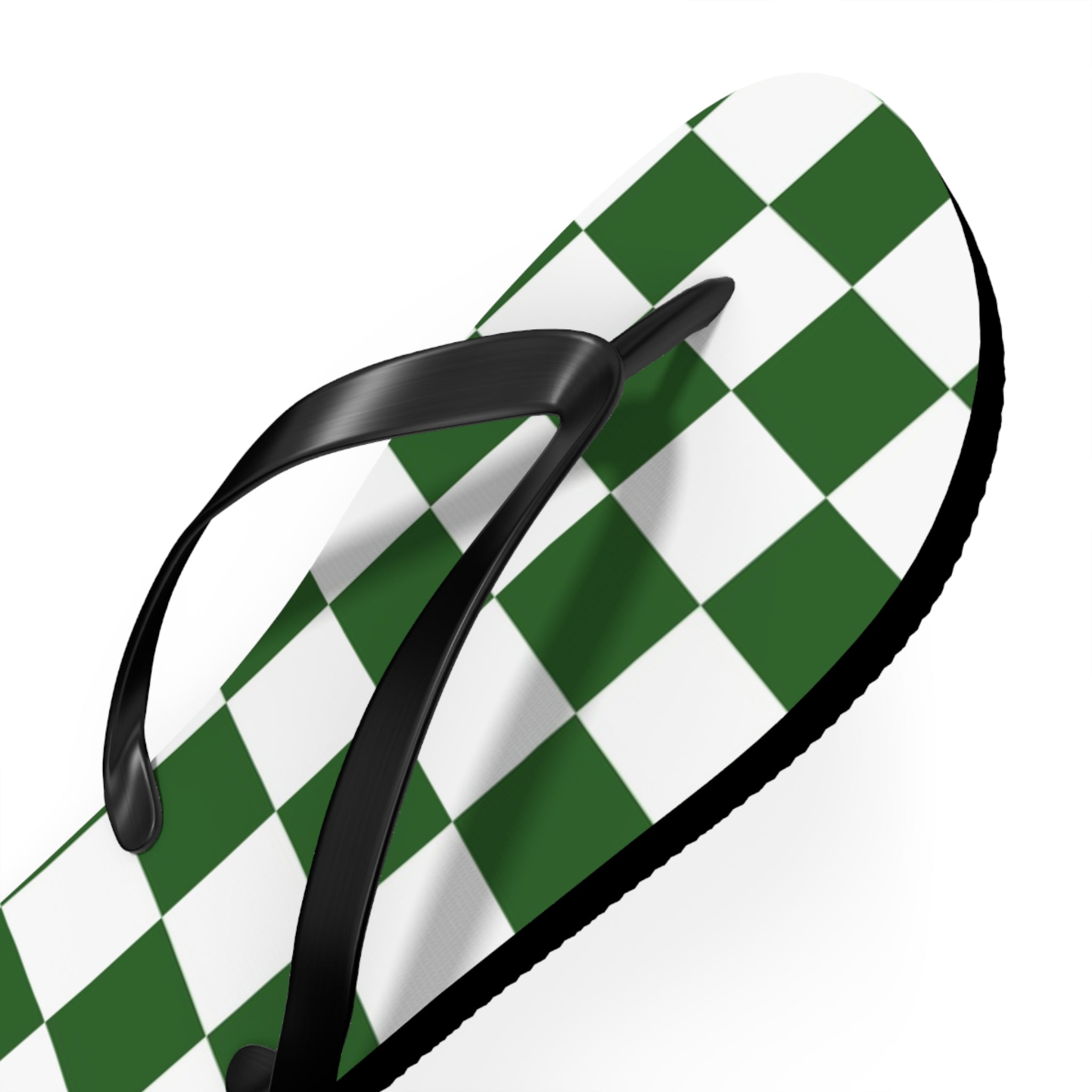 Checkerboard White and Dark Green Flip Flops, Artsulli - Art is Long, Life is Short, Shoes, , , , , , , 
