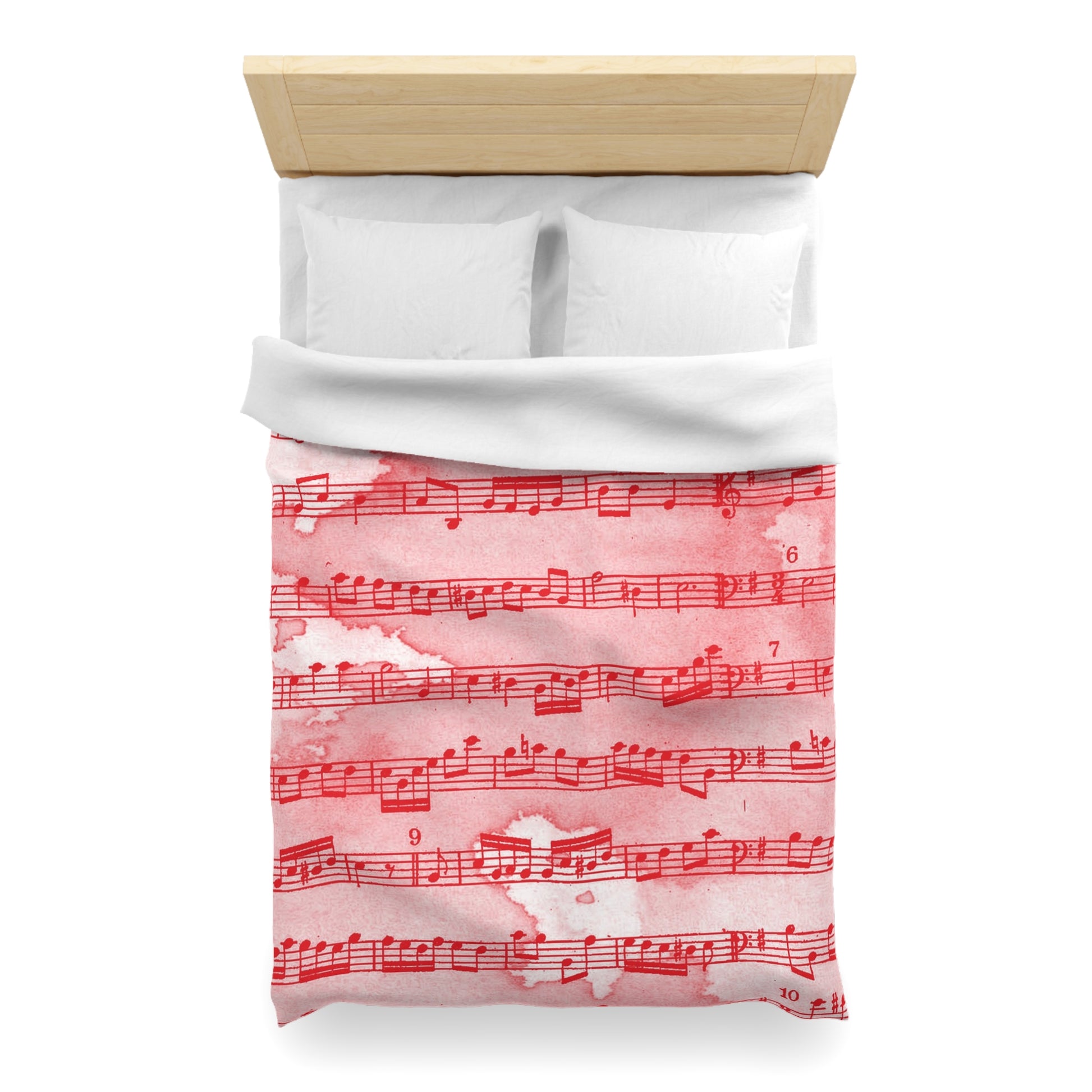 Drip Spill Type Beat Sheet Music Red Microfiber Duvet Cover, Artsulli - Art is Long, Life is Short, Home Decor, , , , , , , 