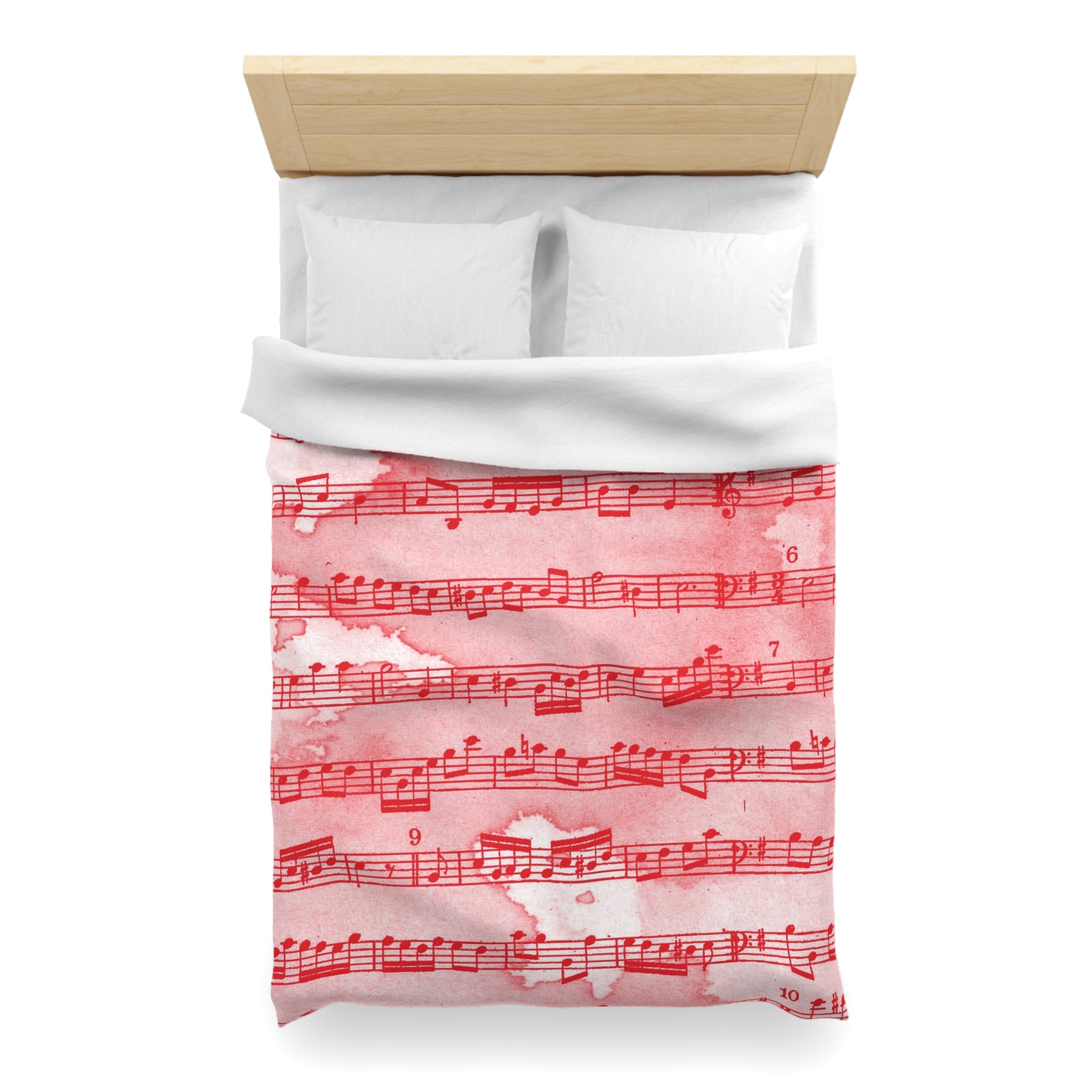 Drip Spill Type Beat Sheet Music Red Microfiber Duvet Cover, Artsulli - Art is Long, Life is Short, Home Decor, , , , , , , 