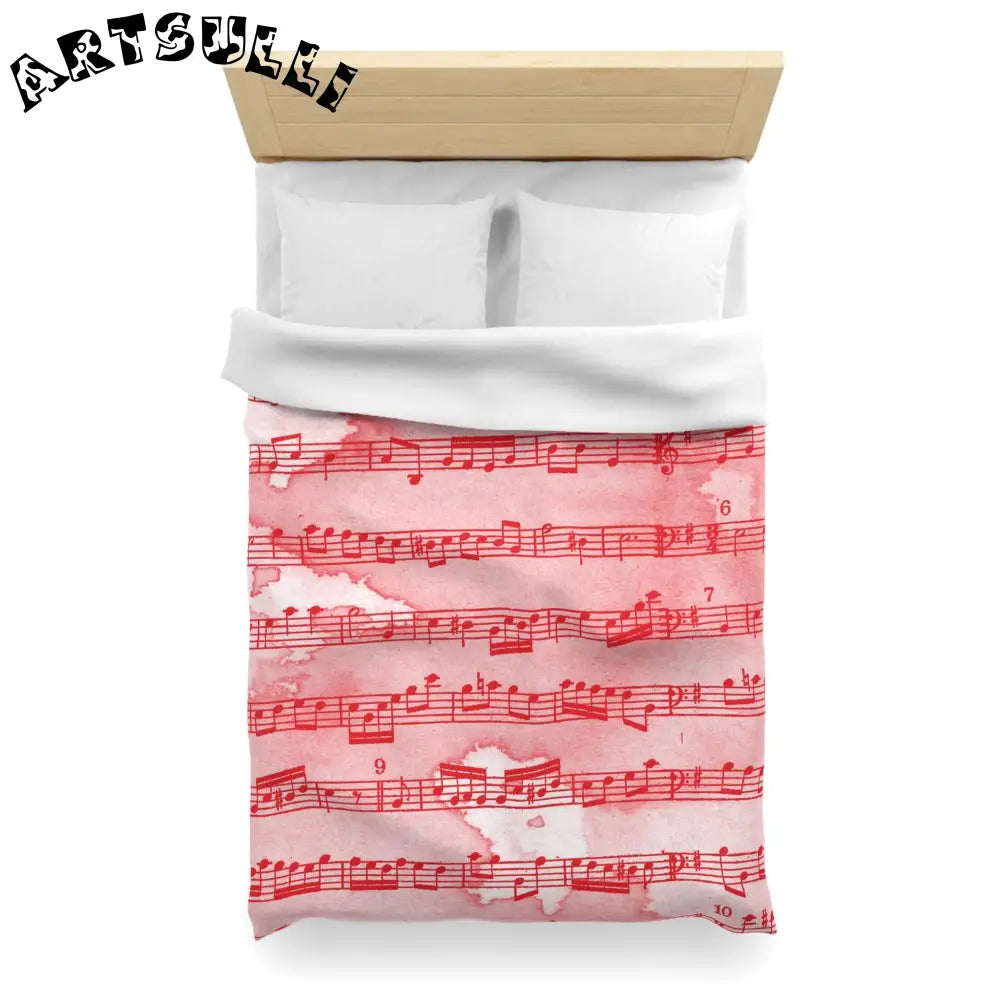 JAKKOUTTHEBXX Red Watercolor Sheet Music Art Printed Duvet Cover 2025