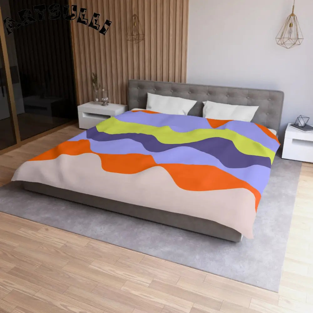 JAKKOUTTHEBXX Waves Red and Blue Microfiber Duvet Cover