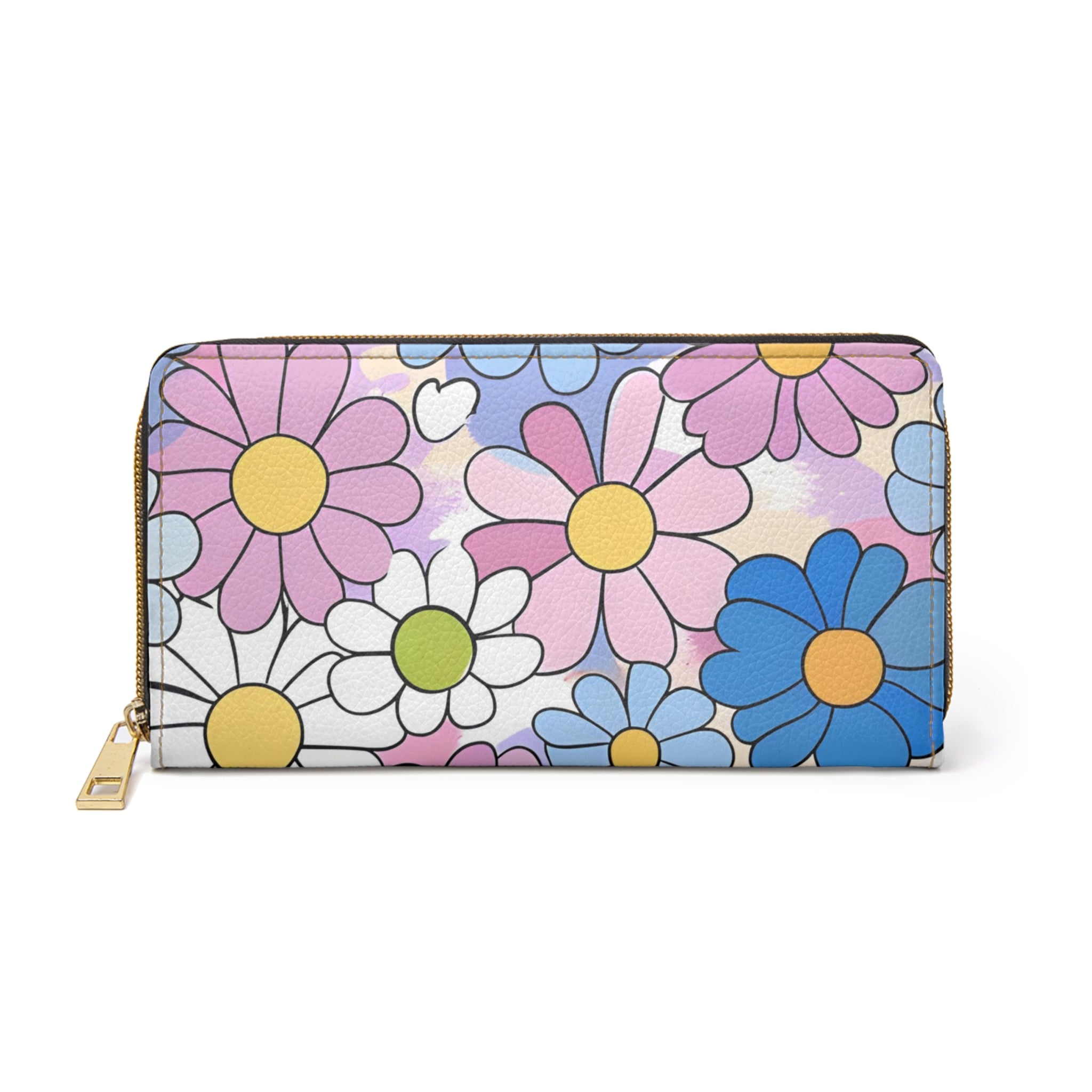 Flower Hour Purple and Blue Zipper Wallet, Artsulli - Art is Long, Life is Short, Accessories, Size, One size, Color, White, , , 53946883618211