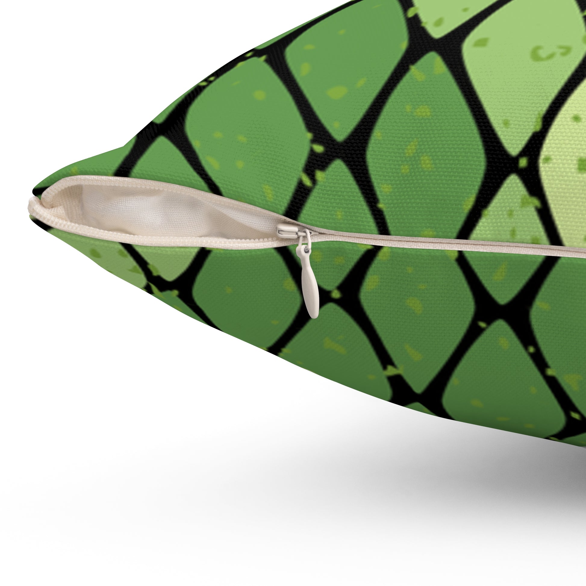 Snake Skin Green and Black Spun Polyester Square Pillow, Artsulli - Art is Long, Life is Short, Home Decor, , , , , , , 