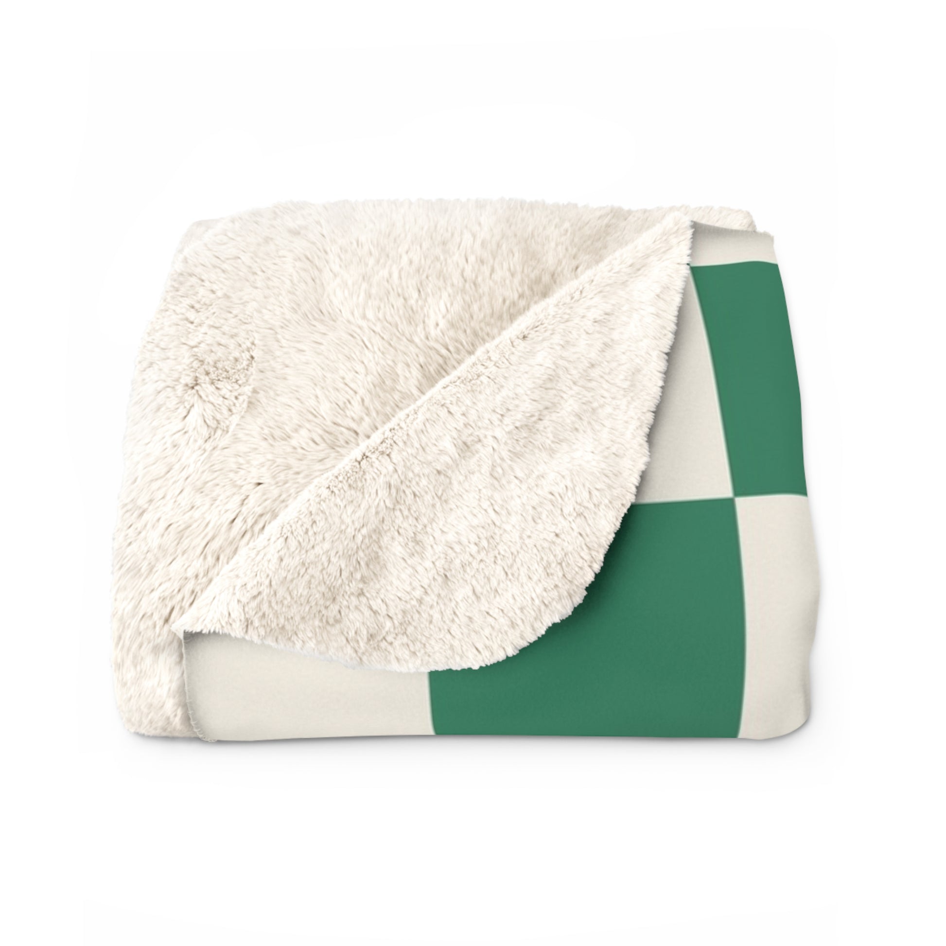 Checkerboard II Dark Green Sherpa Fleece Blanket, Artsulli - Art is Long, Life is Short, Home Decor, , , , , , , 