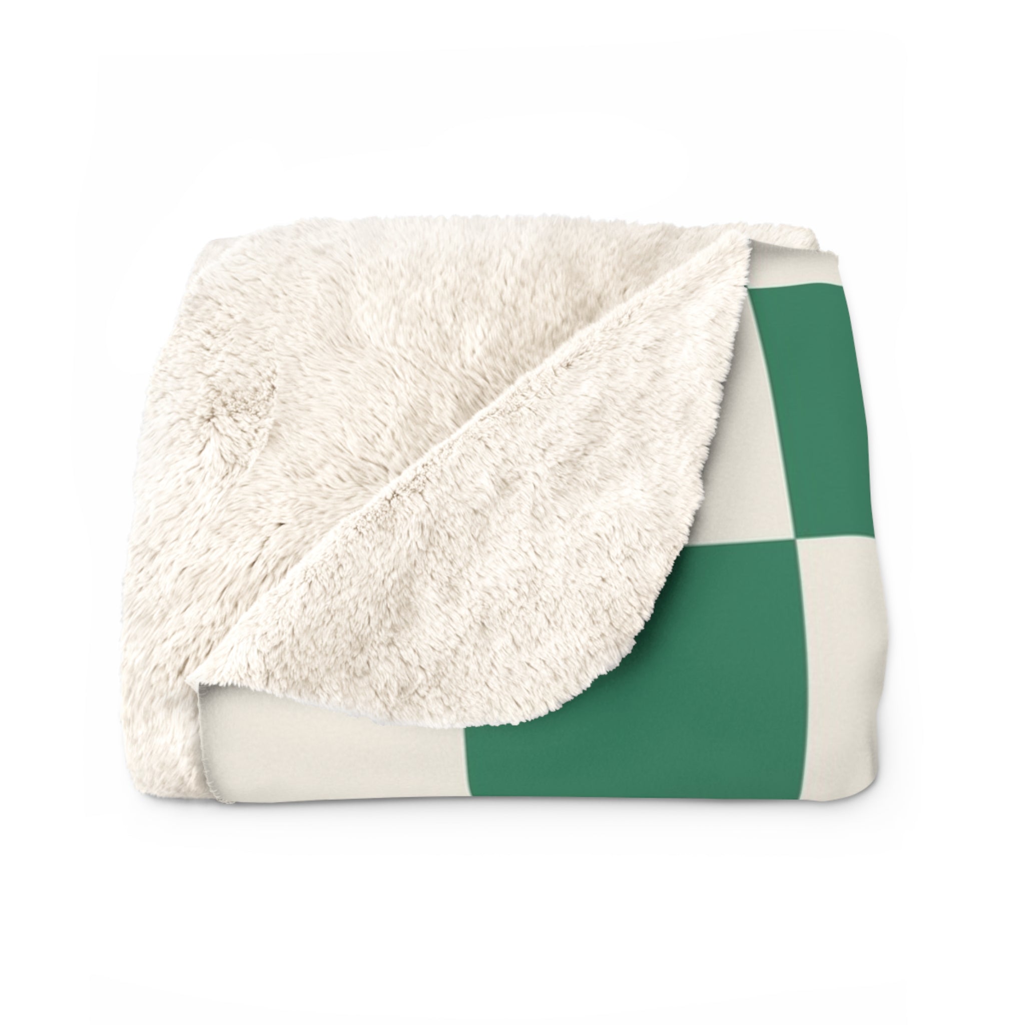 Checkerboard II Dark Green Sherpa Fleece Blanket, Artsulli - Art is Long, Life is Short, Home Decor, , , , , , , 