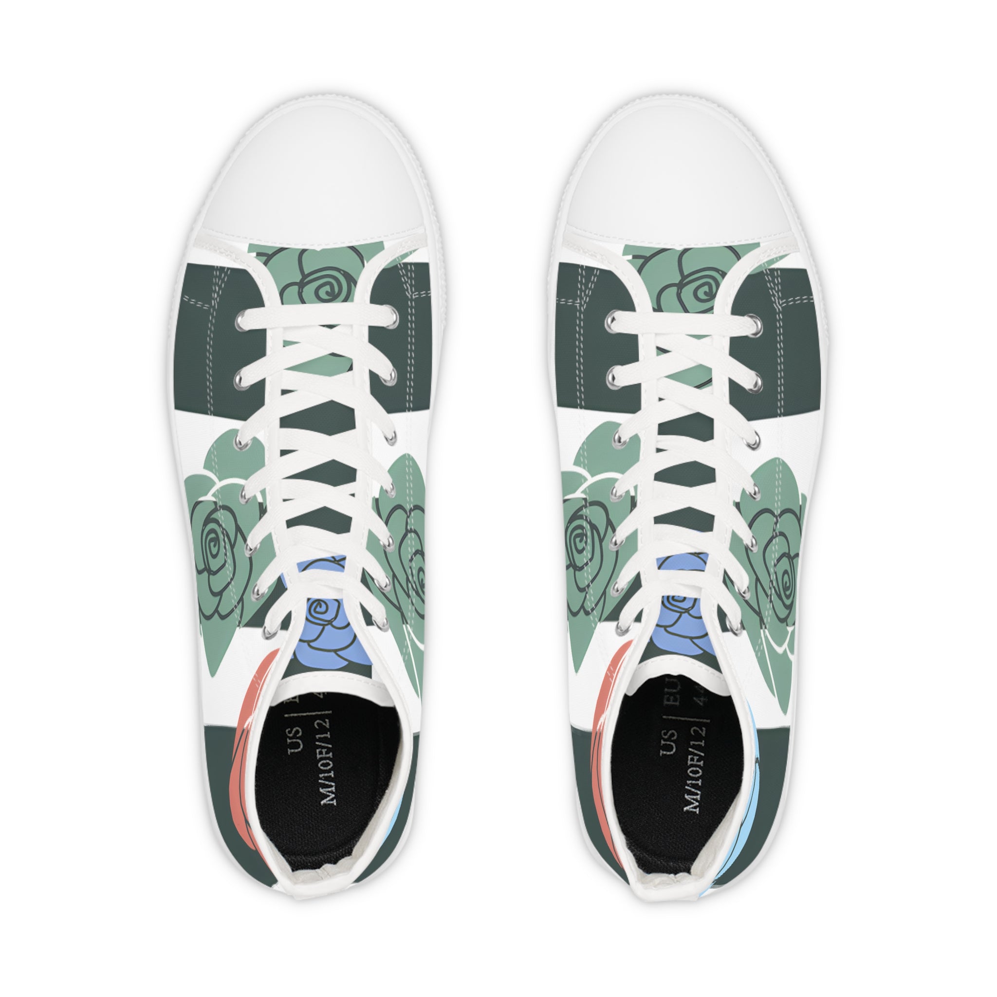 Stripes x Roses Black and White Men's High Top Sneakers, Artsulli - Art is Long, Life is Short, Shoes, , , , , , , 