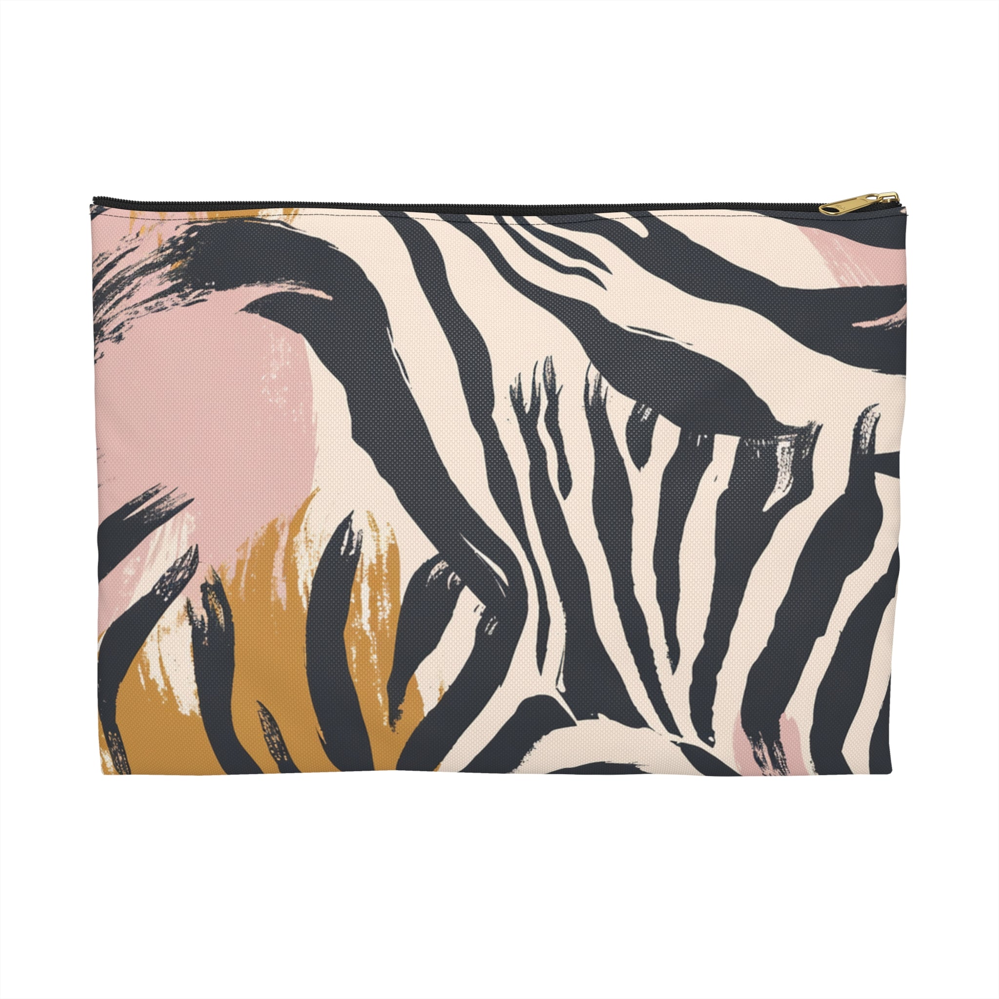 Zebra Brush Strokes Accessory Pouch, Artsulli - Art is Long, Life is Short, Bags, Size, Large, Color, Black zipper, , , 17504308669628