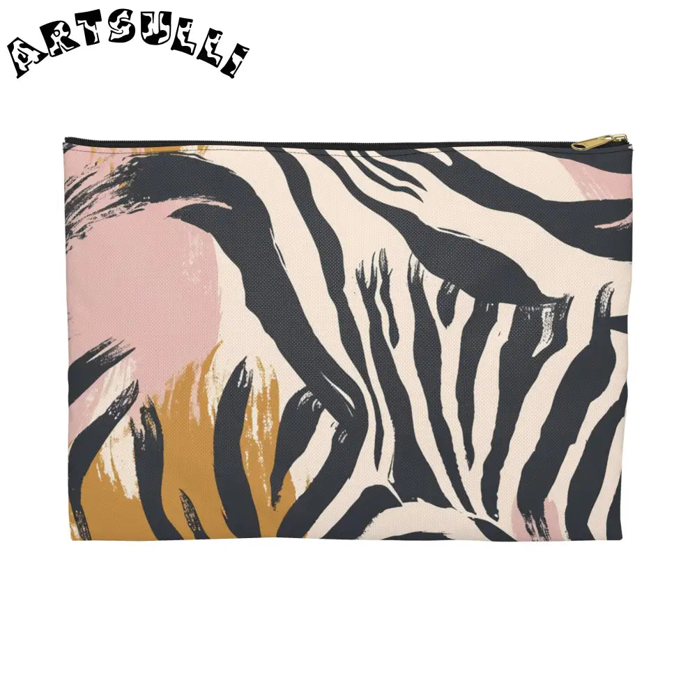 JAKKOUTTHEBXX Abstract Zebra Art Printed Clutch Bag Black Beige Pink