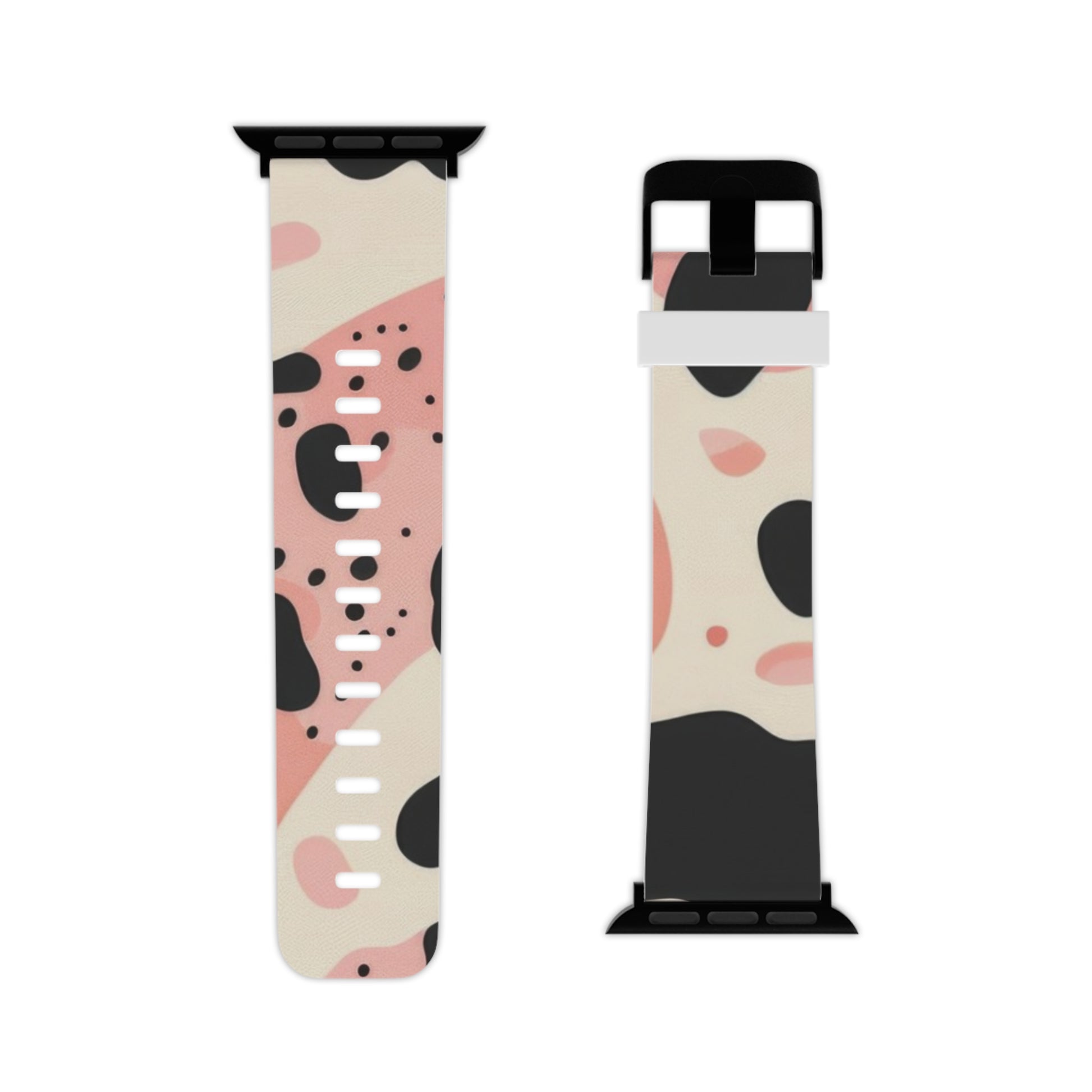 Organic Cow Print Cream and Pink Watch Band for Apple Watch, Artsulli - Art is Long, Life is Short, Accessories, , , , , , , 
