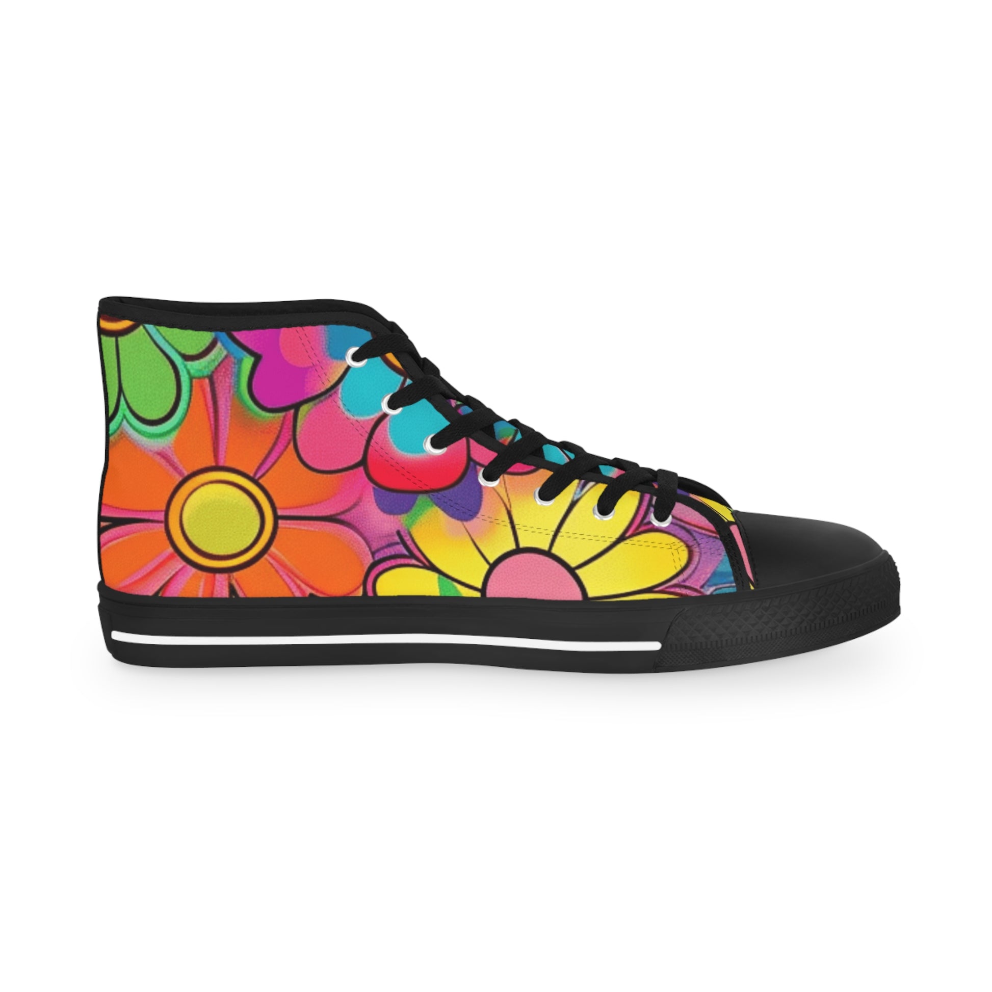 Chromatic Daisy Dream Men's High Top Sneakers, Artsulli - Art is Long, Life is Short, Shoes, , , , , , , 