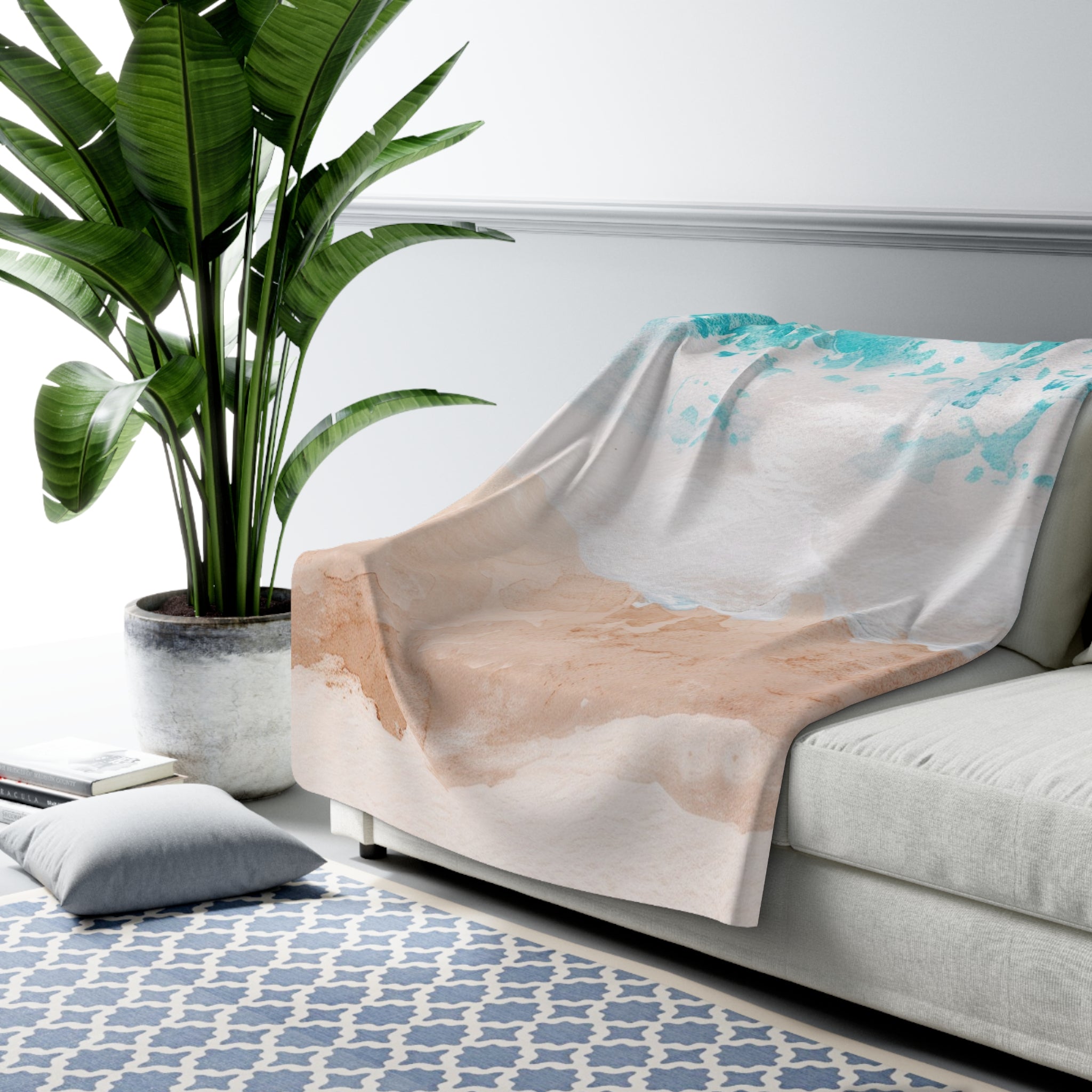 Seashore Sherpa Fleece Blanket, Artsulli - Art is Long, Life is Short, Home Decor, , , , , , , 