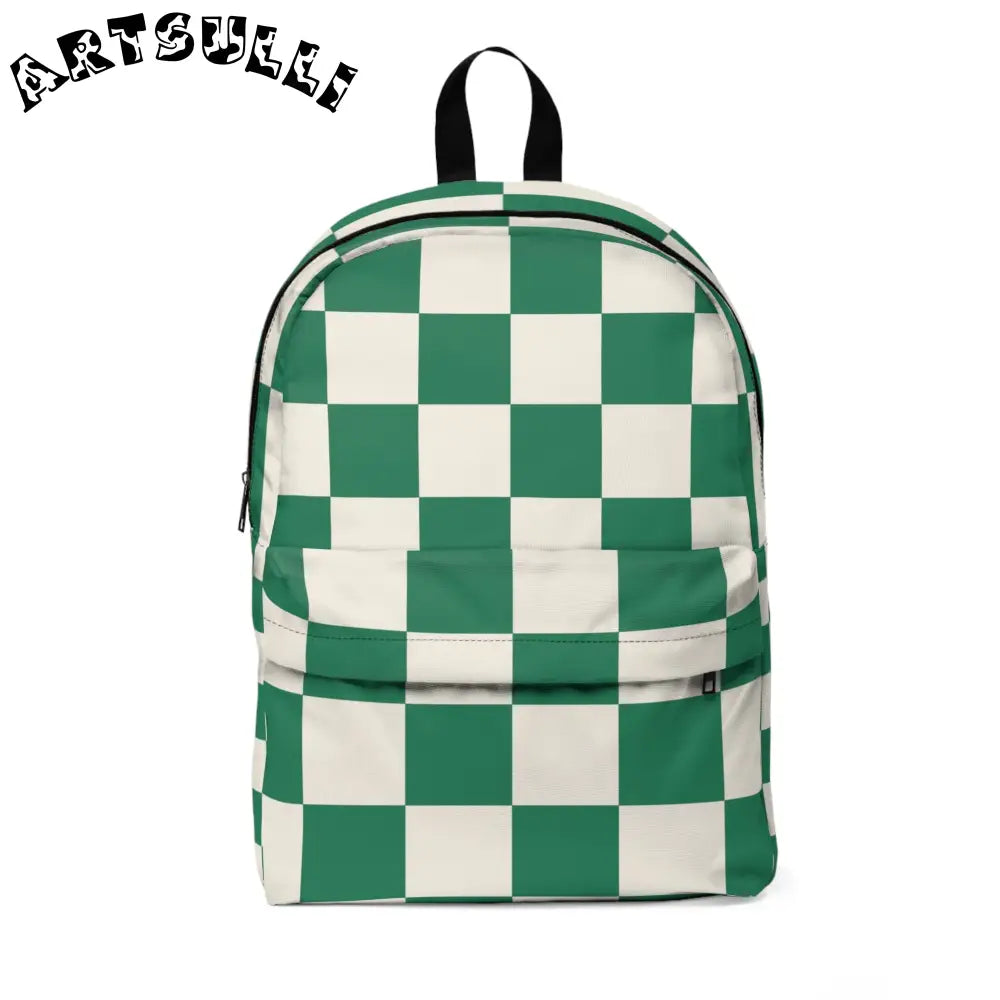 JAKKOUTTHEBXX Checkerboard Dark Green Unisex Classic Backpack