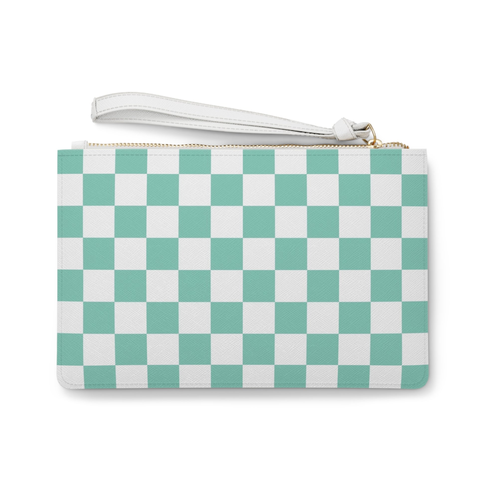 Checkerboard Light Green Clutch Bag, Artsulli - Art is Long, Life is Short, Bags, , , , , , , 