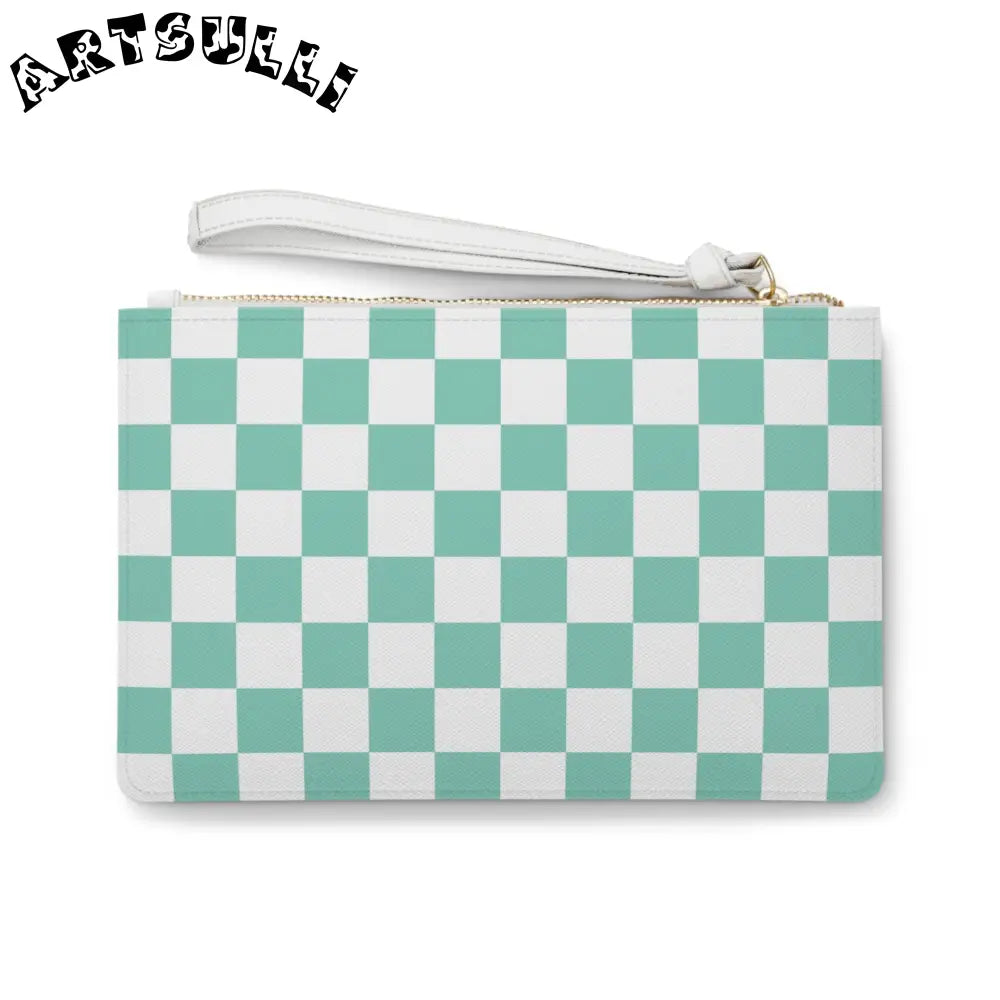 JAKKOUTTHEBXX Checkerboard Light Green Clutch Bag JAKKOUTTHEBXX