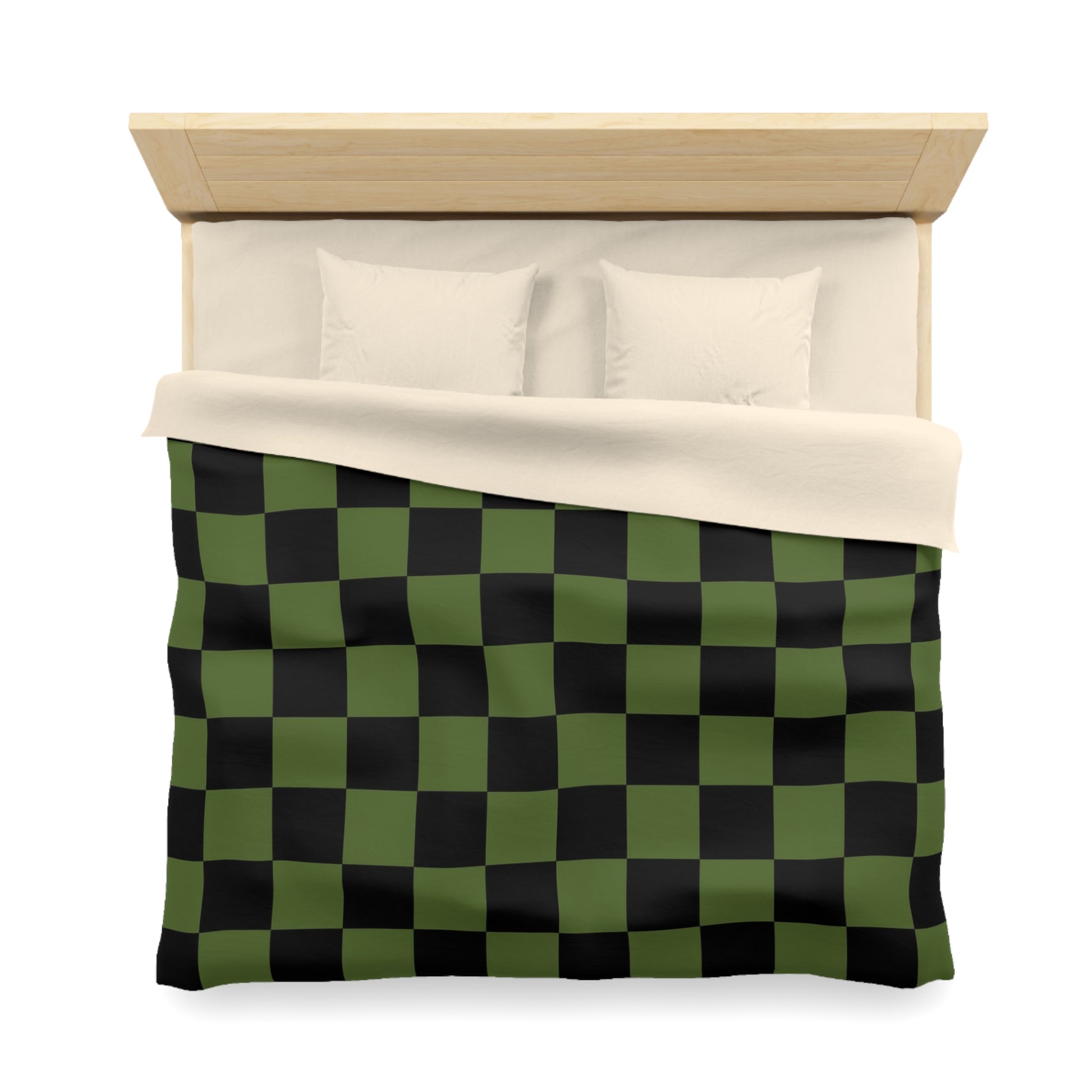 Checkerboard Olive Green and Black Microfiber Duvet Cover, Artsulli - Art is Long, Life is Short, Home Decor, , , , , , , 