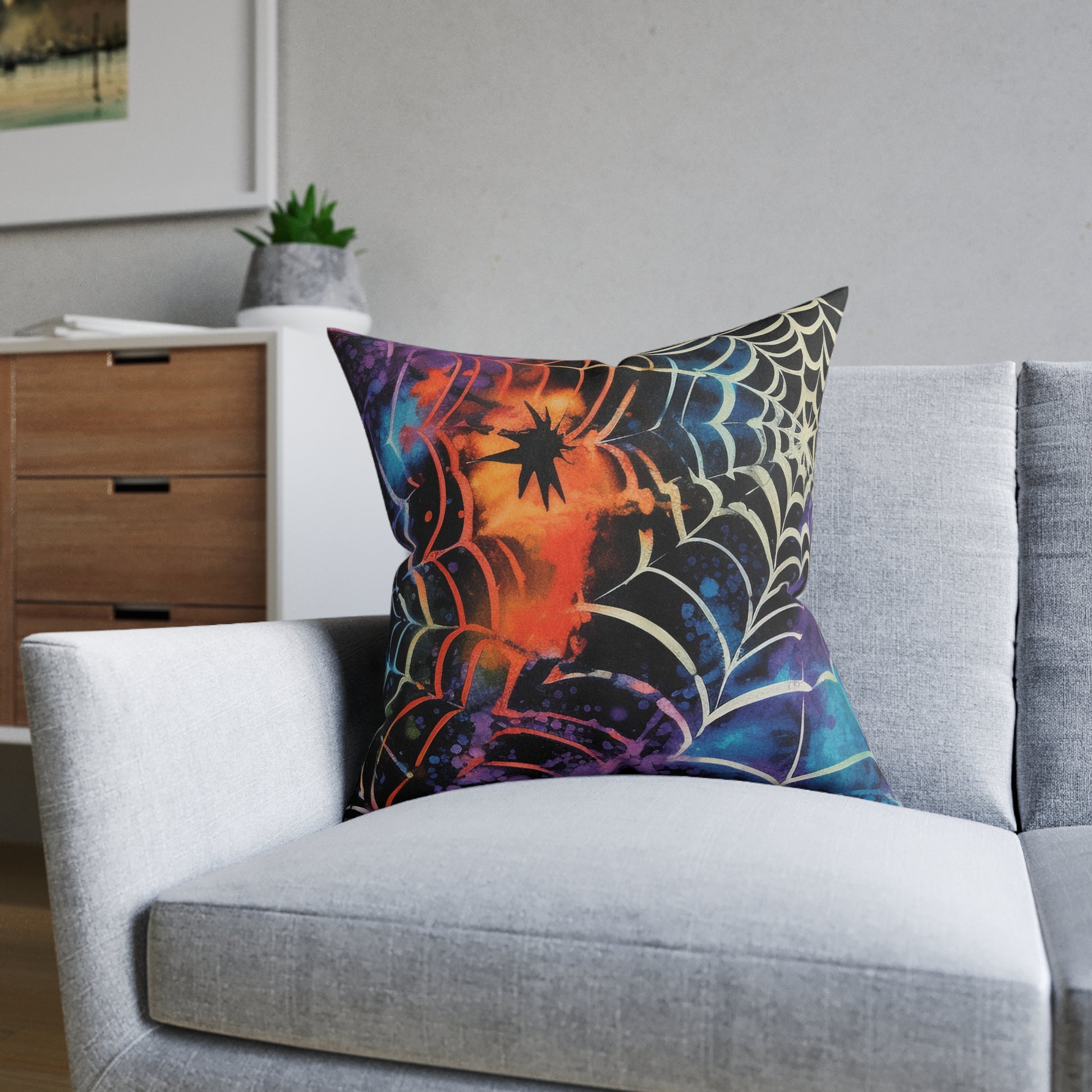 Spider Web Tie Dye Square Pillow, Artsulli - Art is Long, Life is Short, Home Decor, , , , , , , 