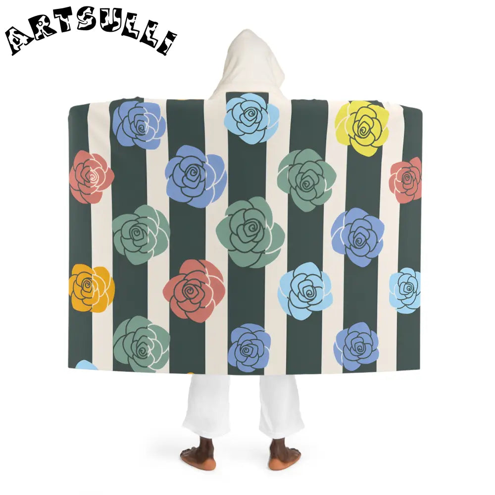 JAKKOUTTHEBXX Stripes x Roses II Black and White Hooded Sherpa