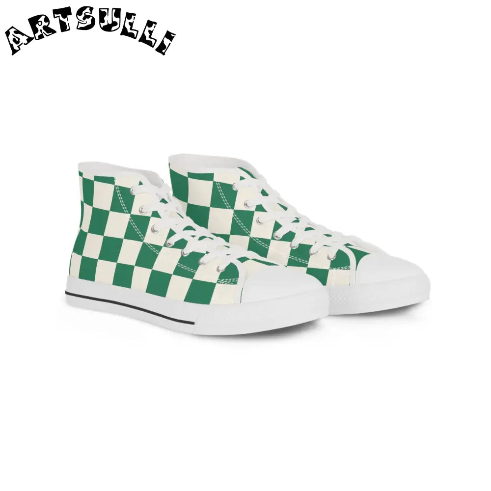 JAKKOUTTHEBXX Checkerboard Dark Green Men’s High Top Sneakers