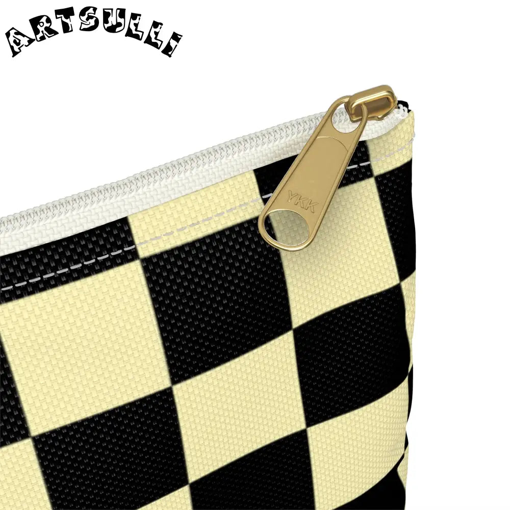 JAKKOUTTHEBXX Checkerboard Black and Yellow Accessory Pouch