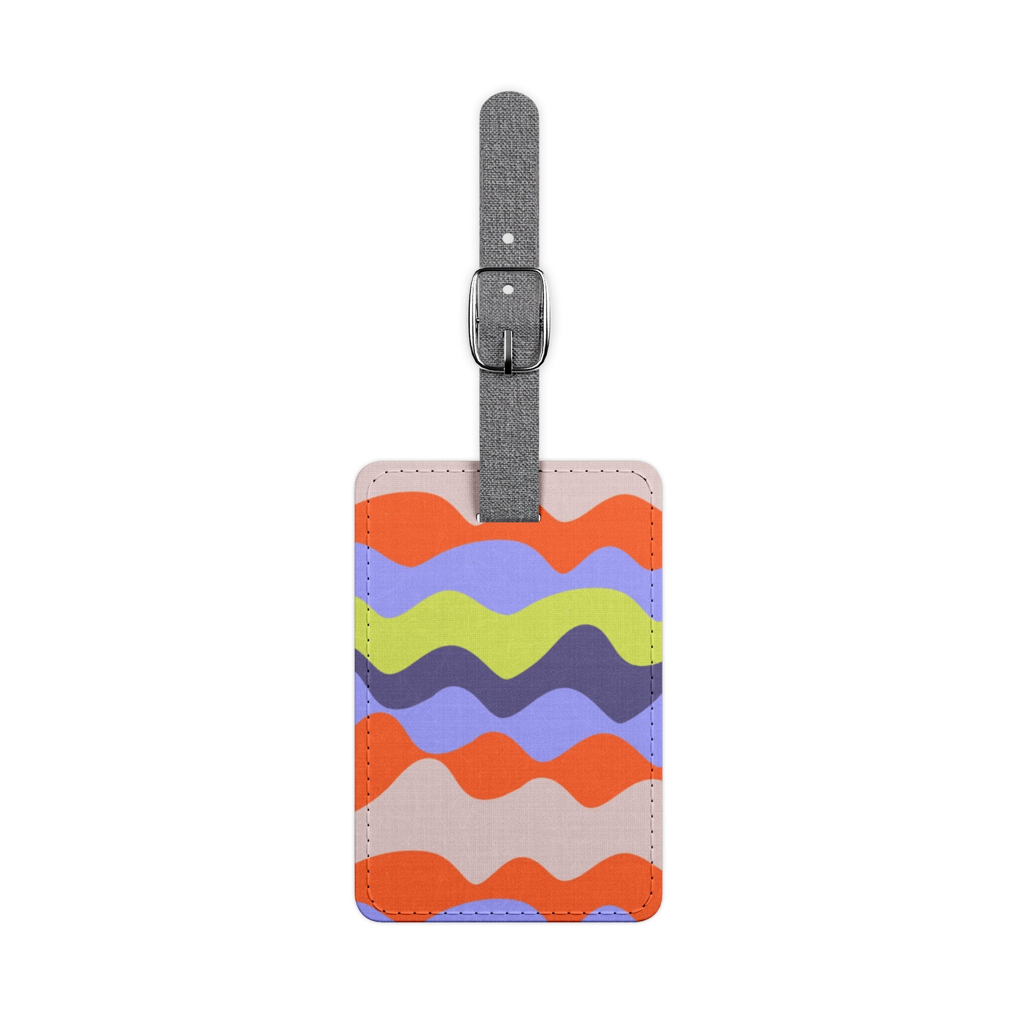 Waves Red and Blue Saffiano Polyester Luggage Tag, Rectangle, Artsulli - Art is Long, Life is Short, Accessories, Size, One size, Shape, Rectangle, , , 26643410457977685489