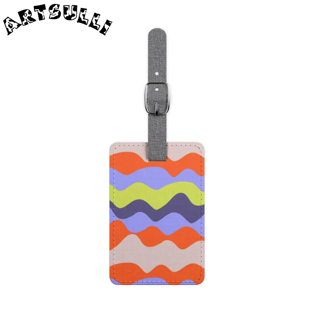 JAKKOUTTHEBXX Waves Red and Blue Saffiano Polyester Luggage Tag