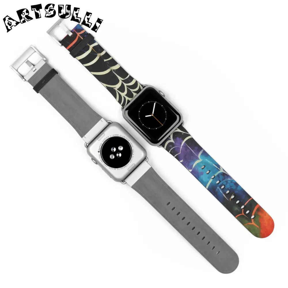 JAKKOUTTHEBXX Colorful Spider Web Faux Leather Watch Band 2025