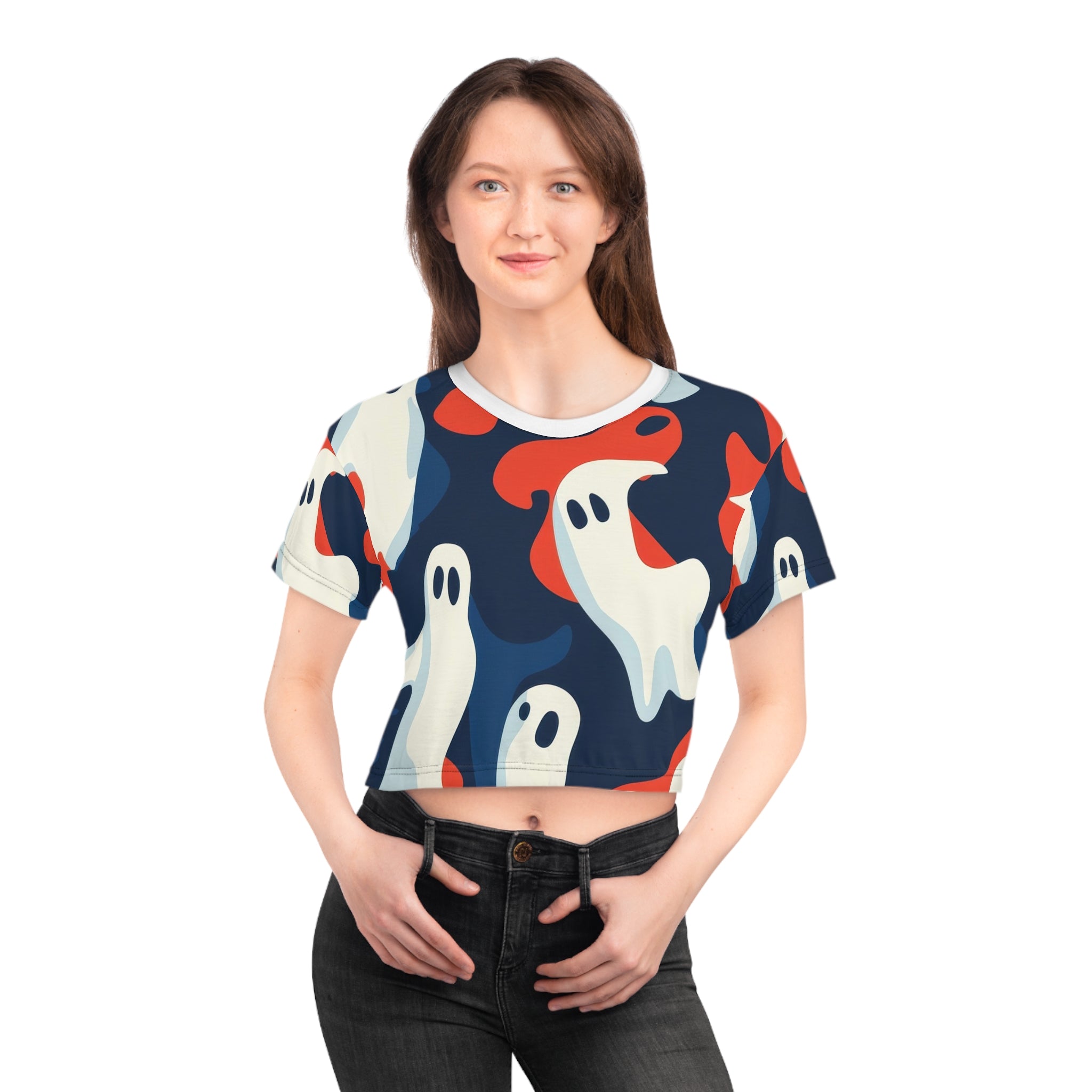 Camo Ghosts Crop Tee (AOP), Artsulli - Art is Long, Life is Short, All Over Prints, , , , , , , 