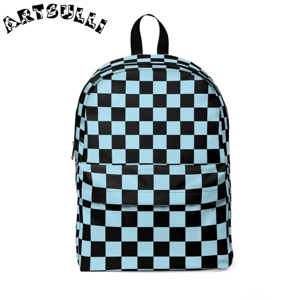 JAKKOUTTHEBXX Checkerboard Black and Blue Unisex Classic Backpack