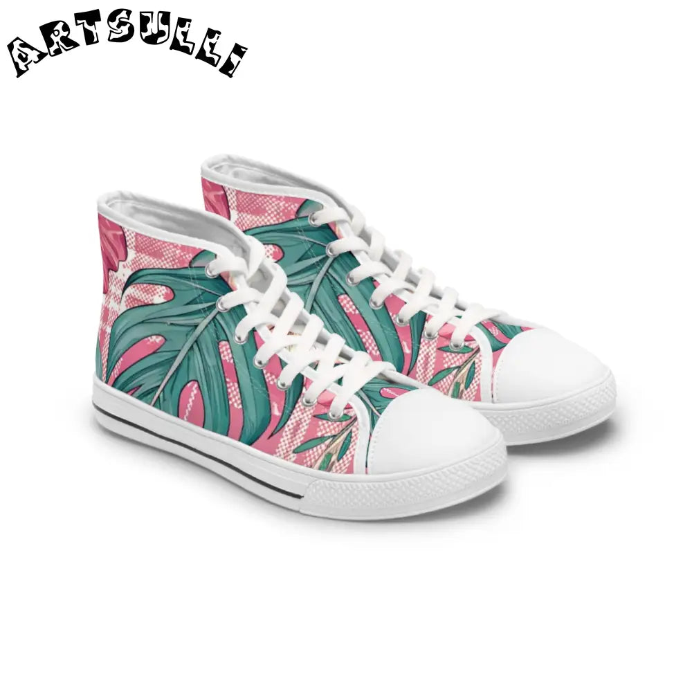 JAKKOUTTHEBXX Plaid x Floral Burgundy and Green Women’s High Top