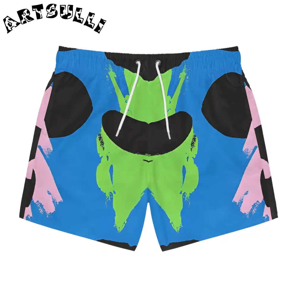 90s Neon Swim Trunks (AOP), Artsulli - Art is Long, Life is Short, All Over Prints, Size, XS, Color, Seam thread color automatically matched to design, , , 18120816243349056321