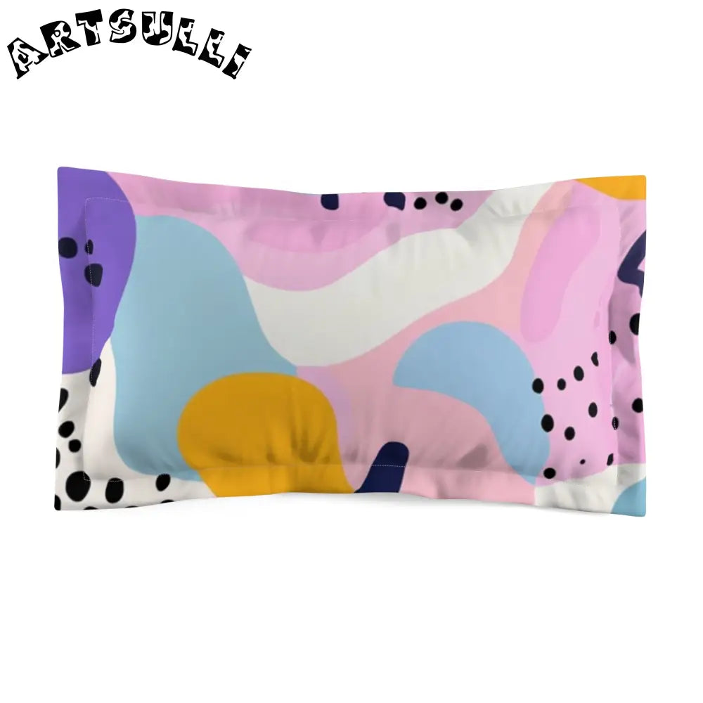 JAKKOUTTHEBXX Colorful Abstract Dots and Shapes Microfiber Pillow