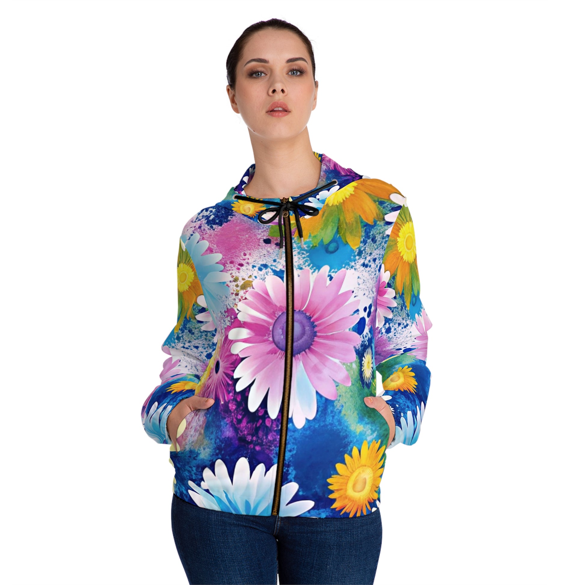 Magical Flower Explosion Multi-Color Women’s Full-Zip Hoodie (AOP), Artsulli - Art is Long, Life is Short, All Over Prints, , , , , , , 