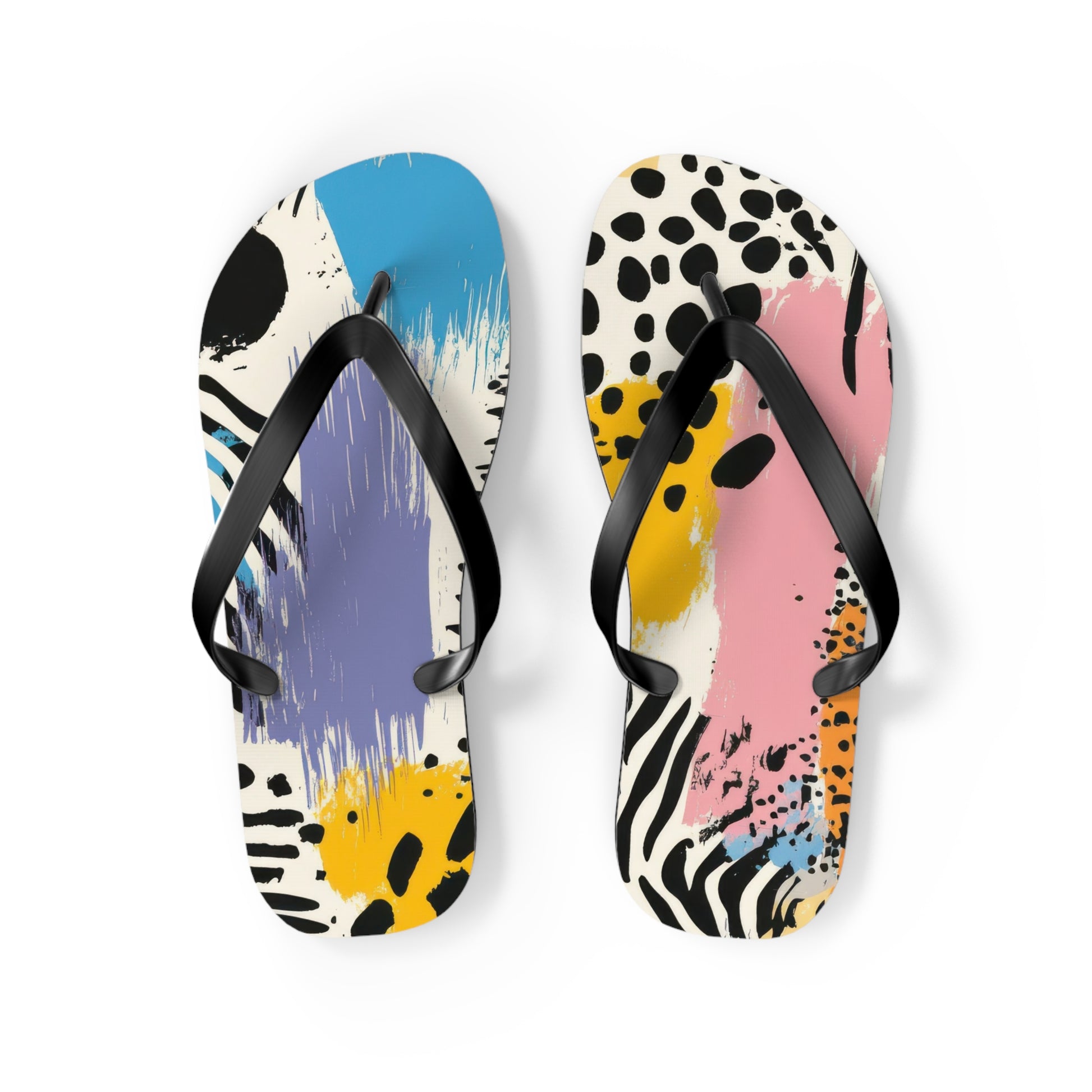 Rae Zebra Rhapsody II Flip Flops, Artsulli - Art is Long, Life is Short, Shoes, Size, M, Color, Black sole, , , 98083269002473