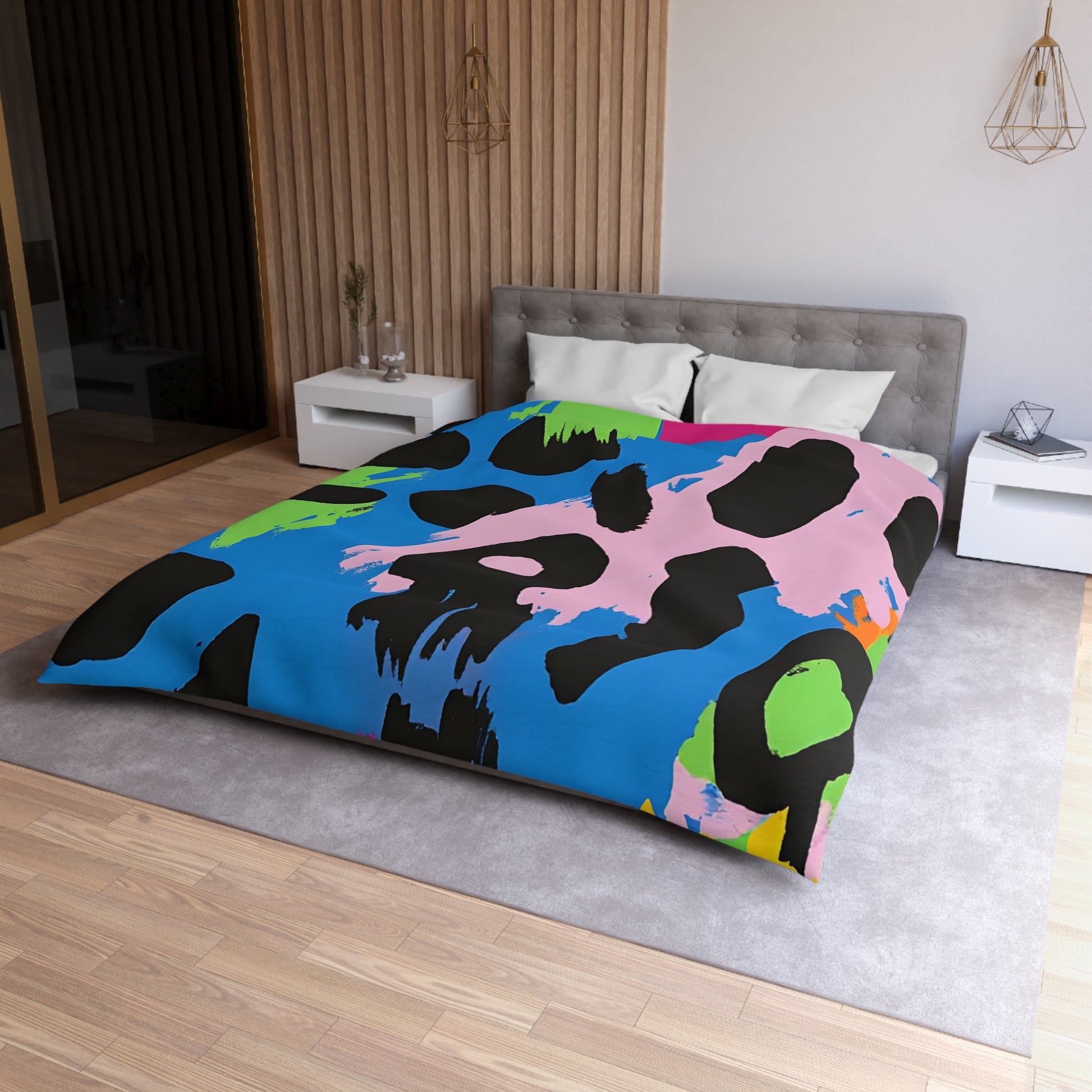 90s Neon Microfiber Duvet Cover, Artsulli - Art is Long, Life is Short, Home Decor, , , , , , , 
