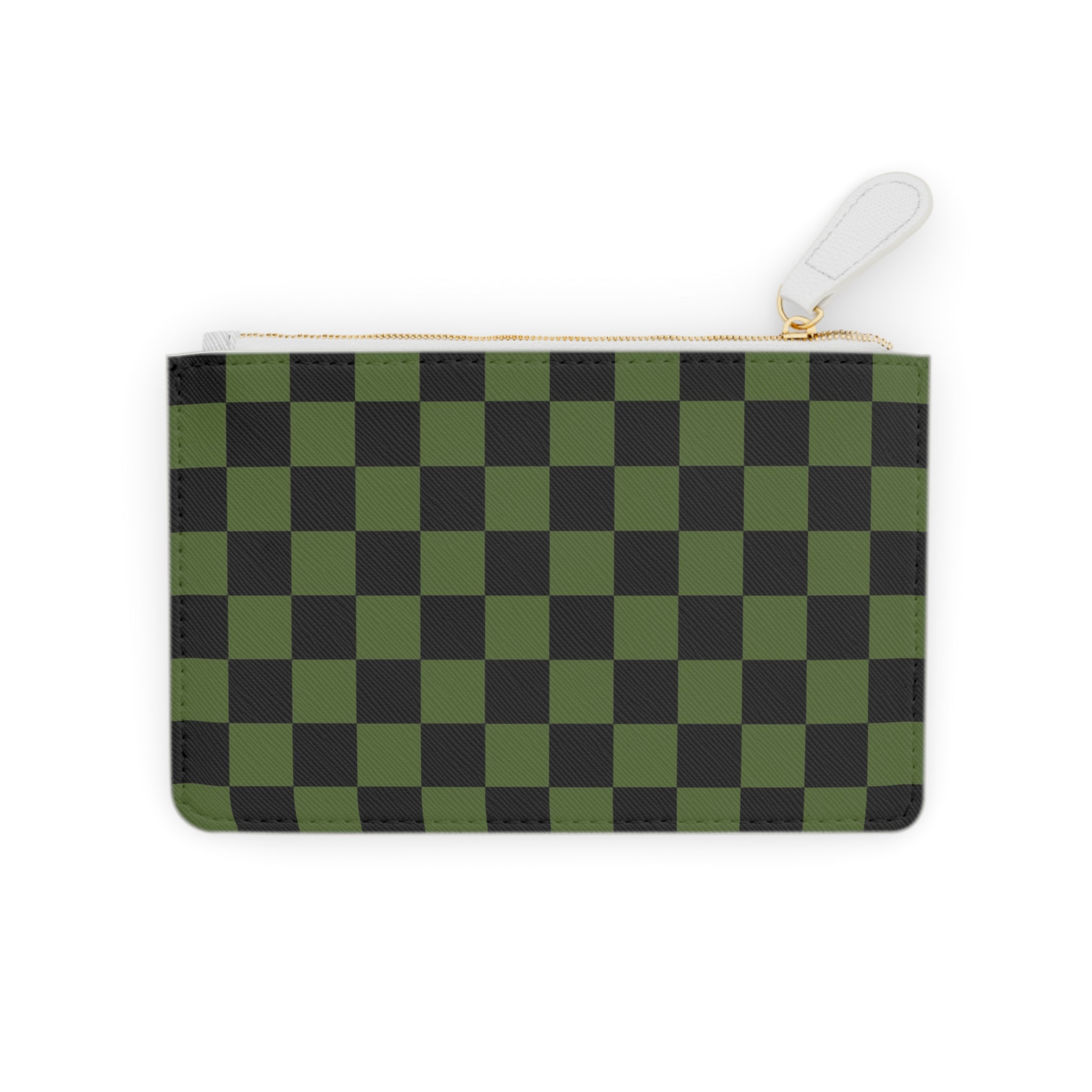 Checkerboard Olive Green and Black Mini Clutch Bag, Artsulli - Art is Long, Life is Short, Bags, Size, 6.3” x 4”, Color, White, , , 56502839923583244708