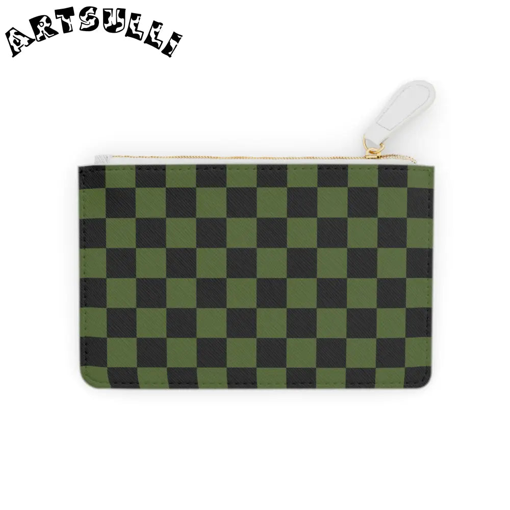 JAKKOUTTHEBXX Checkerboard Olive Green and Black Mini Clutch Bag