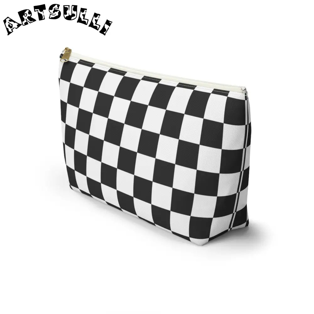 JAKKOUTTHEBXX Checkerboard White and Black Accessory Pouch w