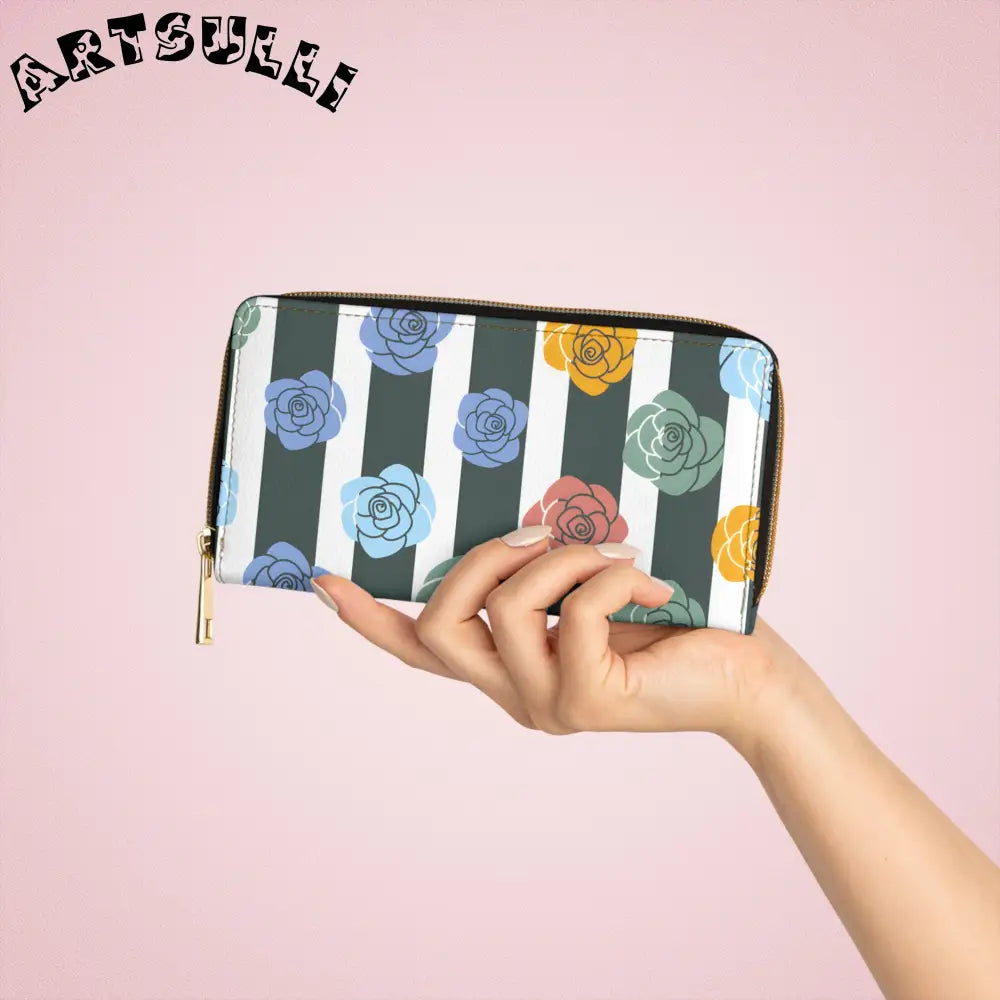 JAKKOUTTHEBXX Stripes x Roses II Black and White Zipper Wallet