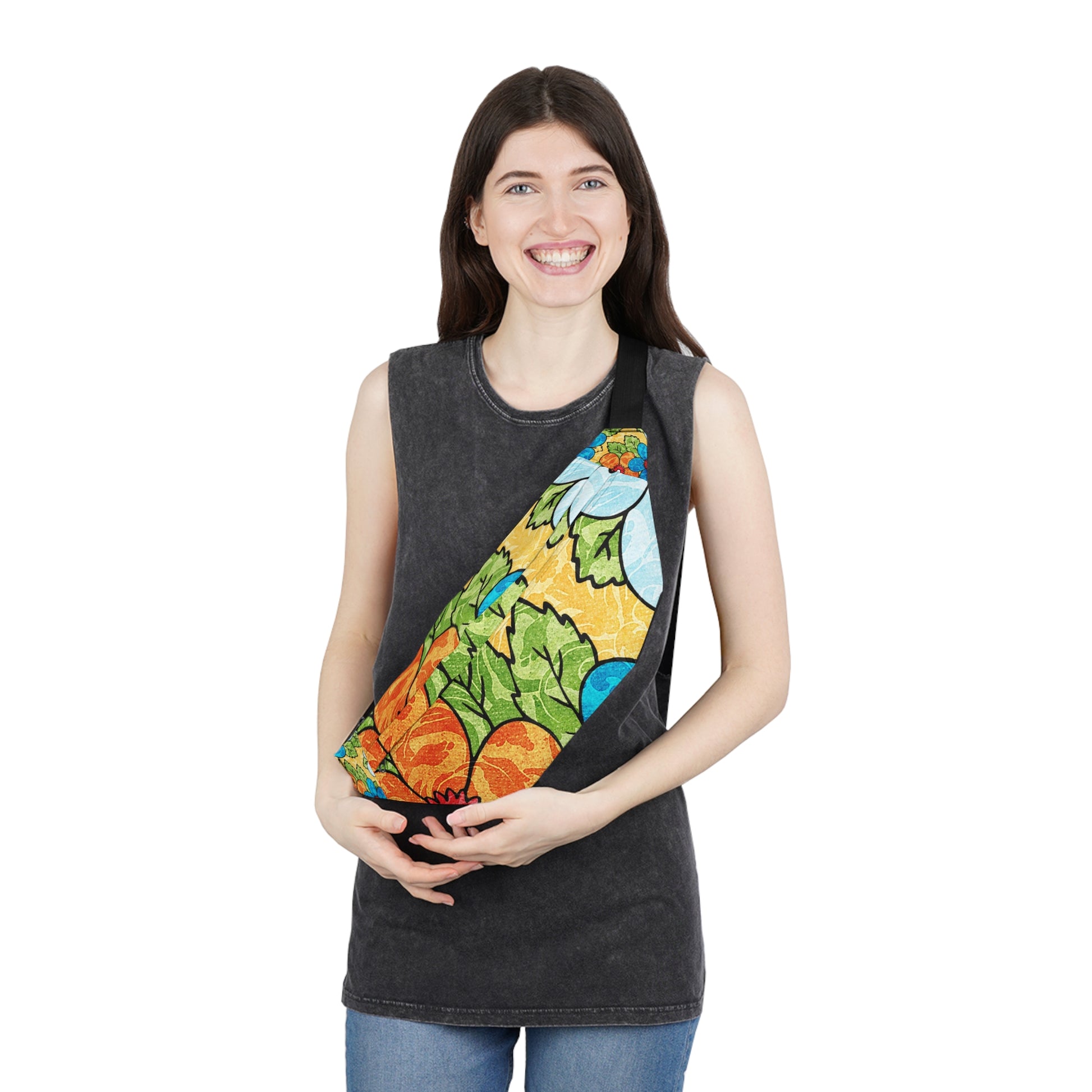 Groovy Yellow Floral Kl Large Fanny Pack, Artsulli - Art is Long, Life is Short, Bags, , , , , , , 