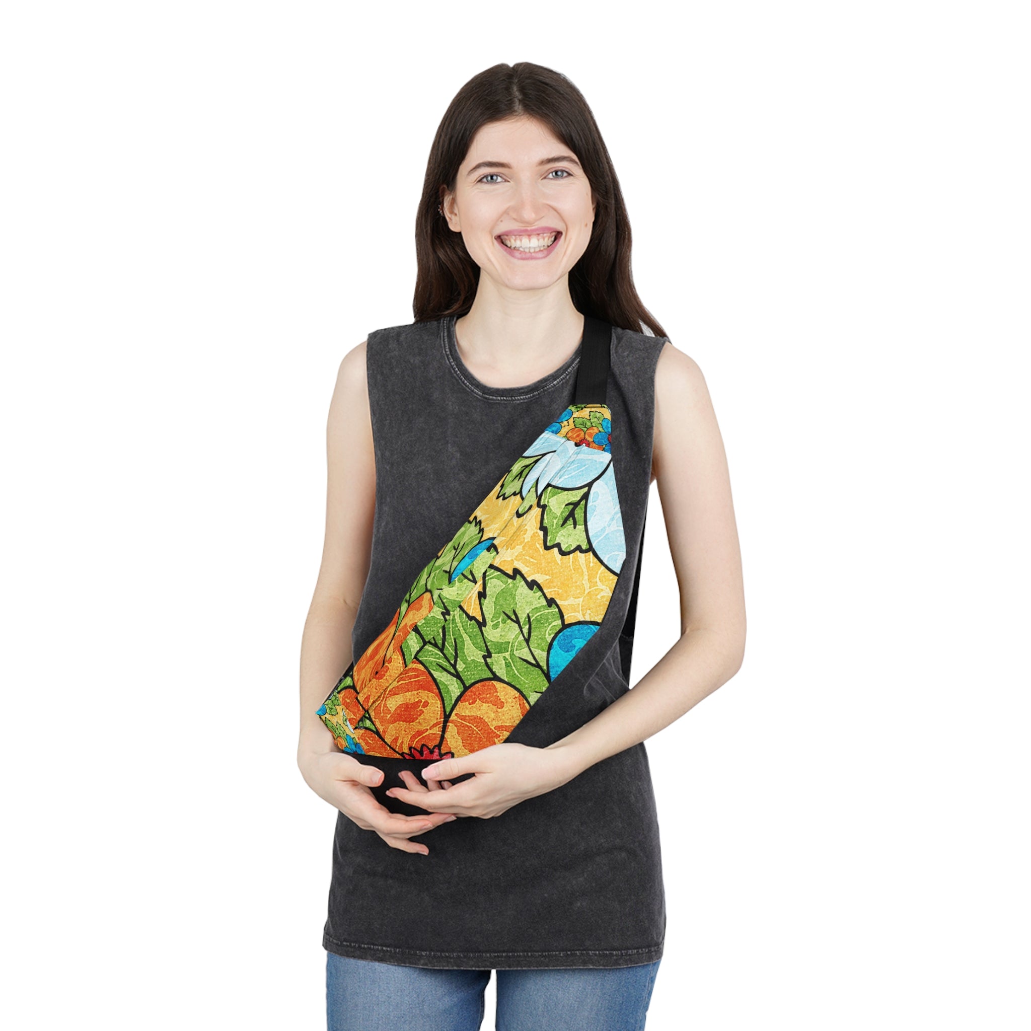 Groovy Yellow Floral Kl Large Fanny Pack, Artsulli - Art is Long, Life is Short, Bags, , , , , , , 