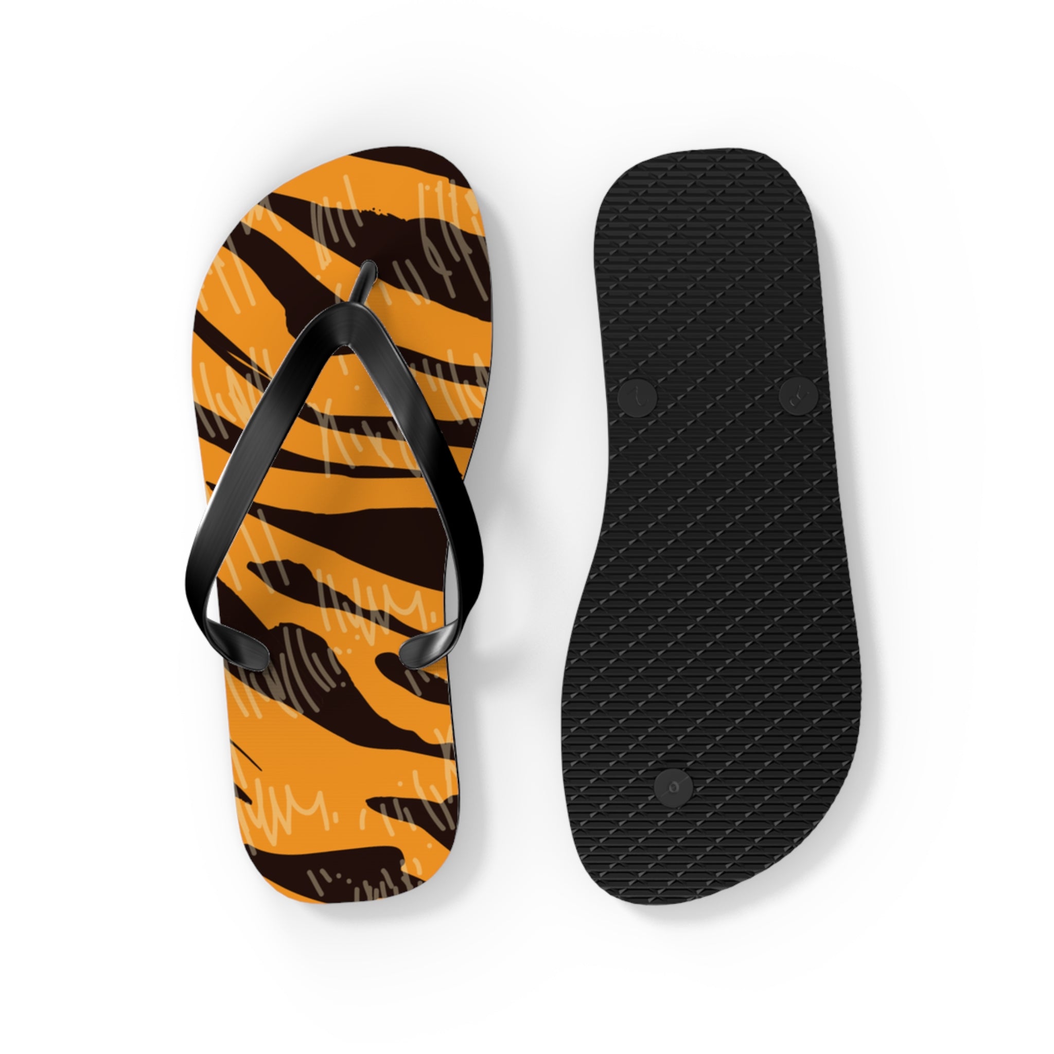 Tiger Scratches Orange & Black Flip Flops, Artsulli - Art is Long, Life is Short, Shoes, , , , , , , 