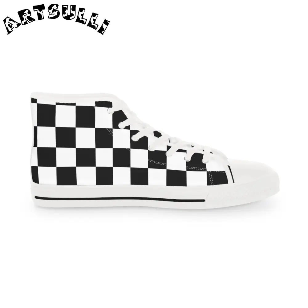 JAKKOUTTHEBXX Checkerboard Black and White Men’s High Top Sneakers