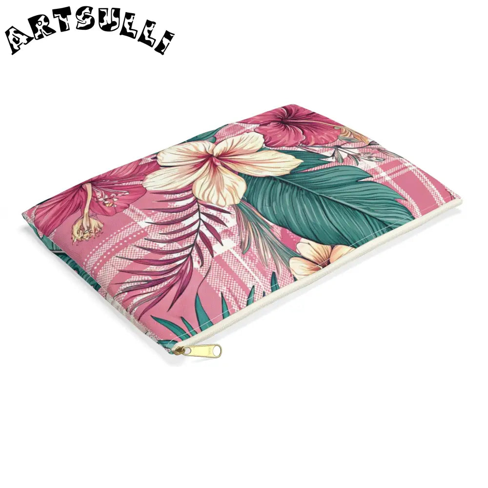 JAKKOUTTHEBXX Plaid x Floral Burgundy and Green Accessory Pouch