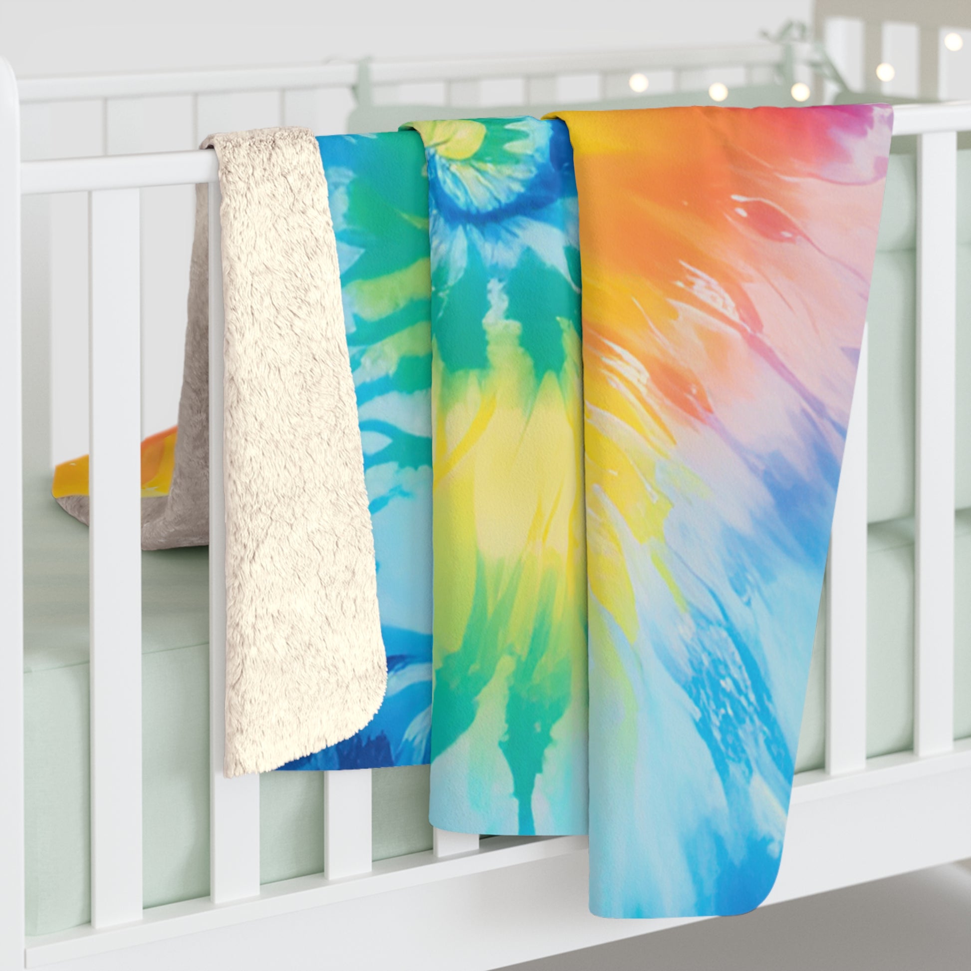 Tie Dye Sherpa Fleece Blanket, Artsulli - Art is Long, Life is Short, Home Decor, , , , , , , 
