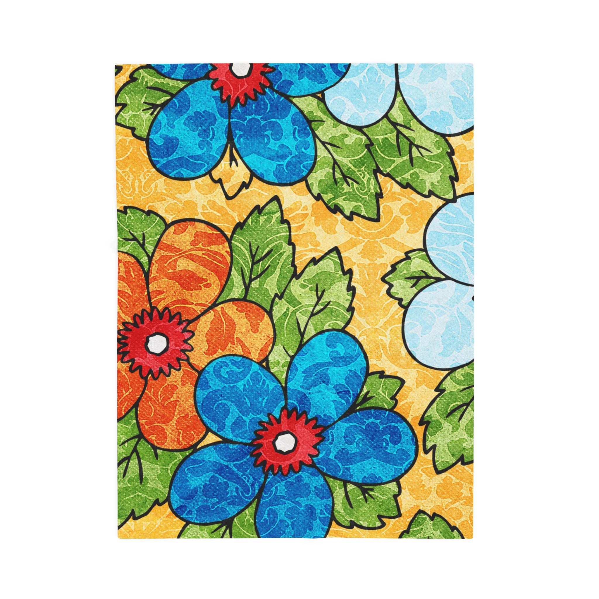 Groovy Yellow Floral Kl Velveteen Plush Blanket, Artsulli - Art is Long, Life is Short, All Over Prints, Size, 30" × 40", , , , , 33699392326030521150