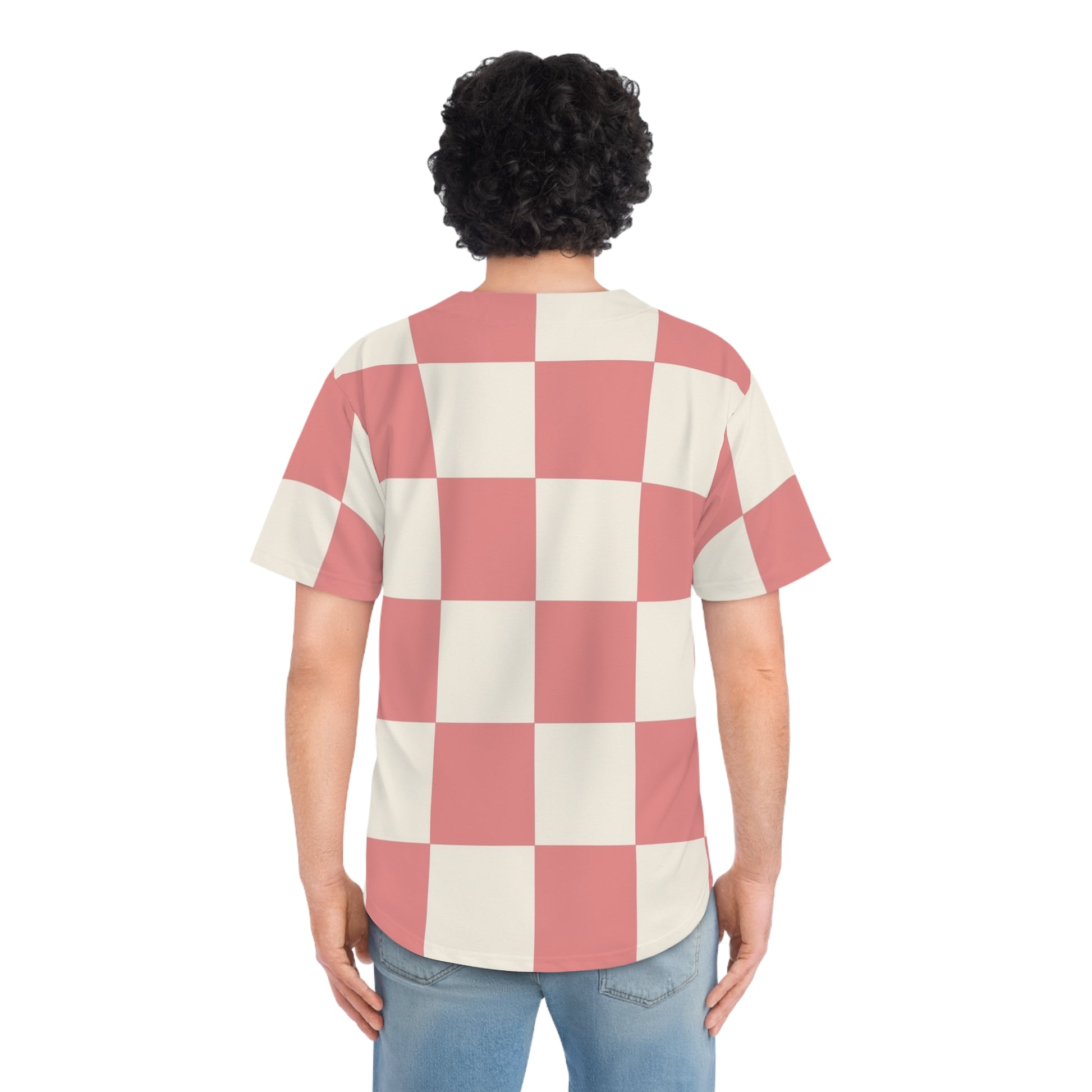 Retro Checkered Grassland Sprites Men's Baseball Jersey (AOP), Artsulli - Art is Long, Life is Short, All Over Prints, , , , , , , 